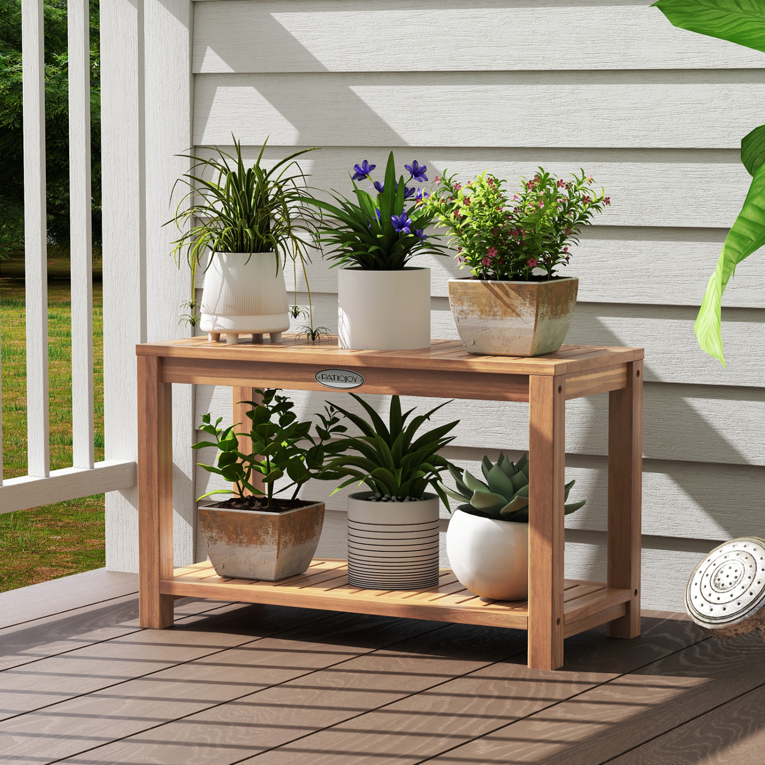 Gymax 30 Inch Teak Wood Shower Bench Inside Shower Stool w/ Storage Shelf for Adults