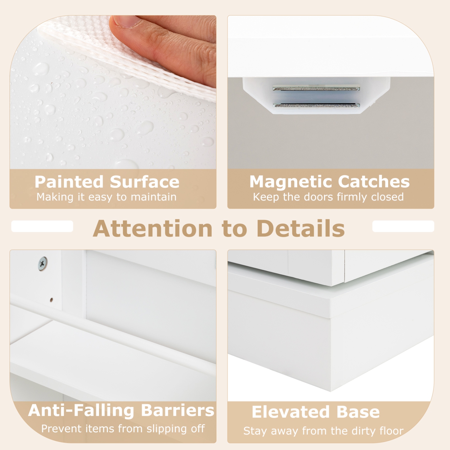 Gymax 41'' Tall Pantry Cabinet Kitchen Storage Cabinet w/ Doors & Adjustable Shelves