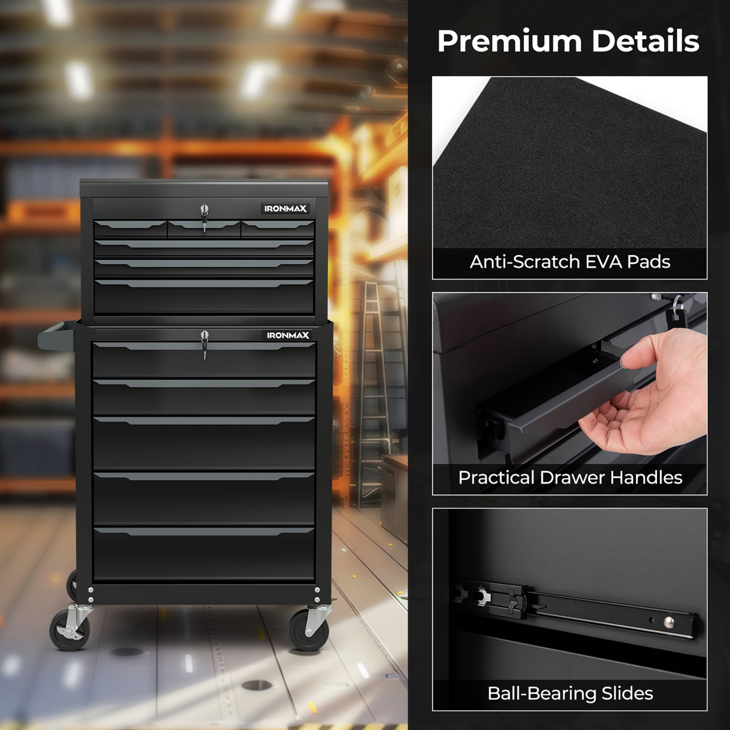 Gymax Rolling Steel Tool Chest 5-Drawer Tool Storage Cabinet Central Keyed Locking System