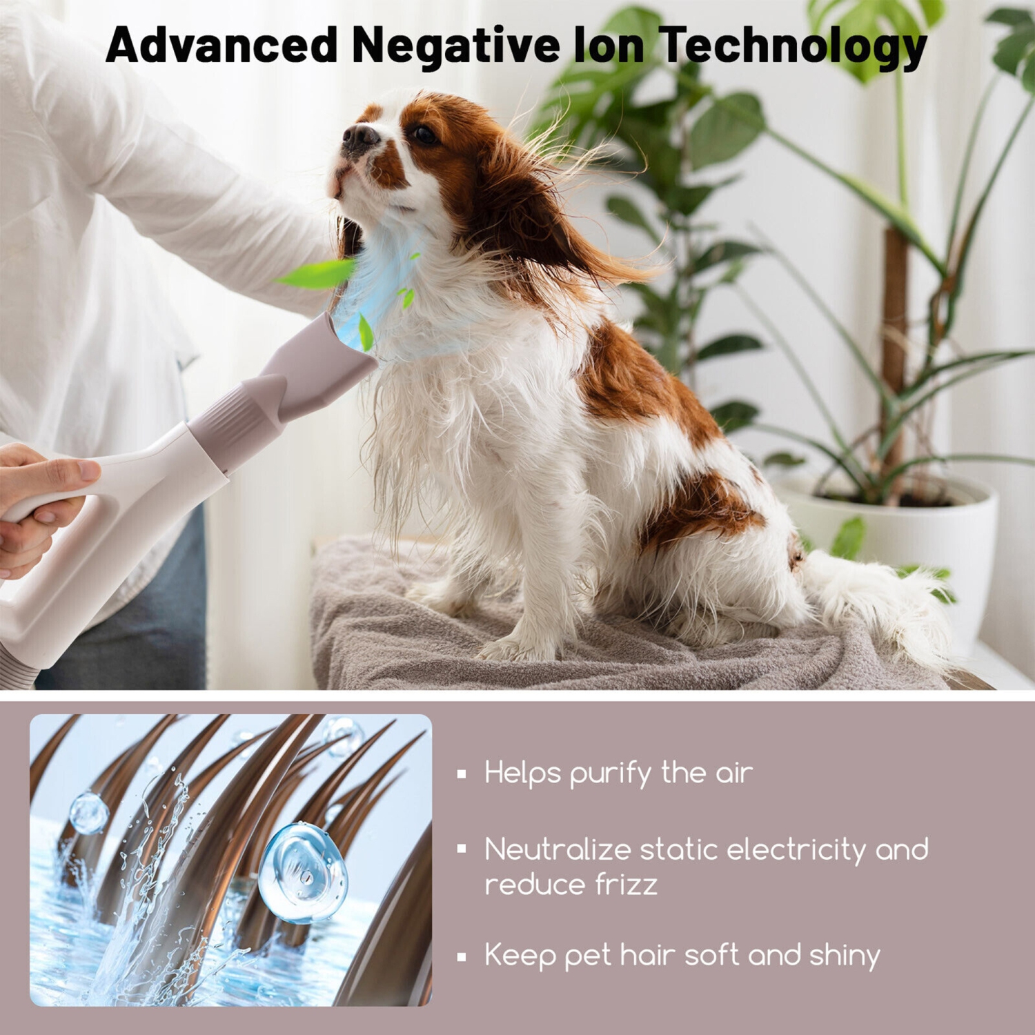 Gymax Dog Dryer Pet Hair Blower w/Negative Ion Function LED Screen Temperature Control