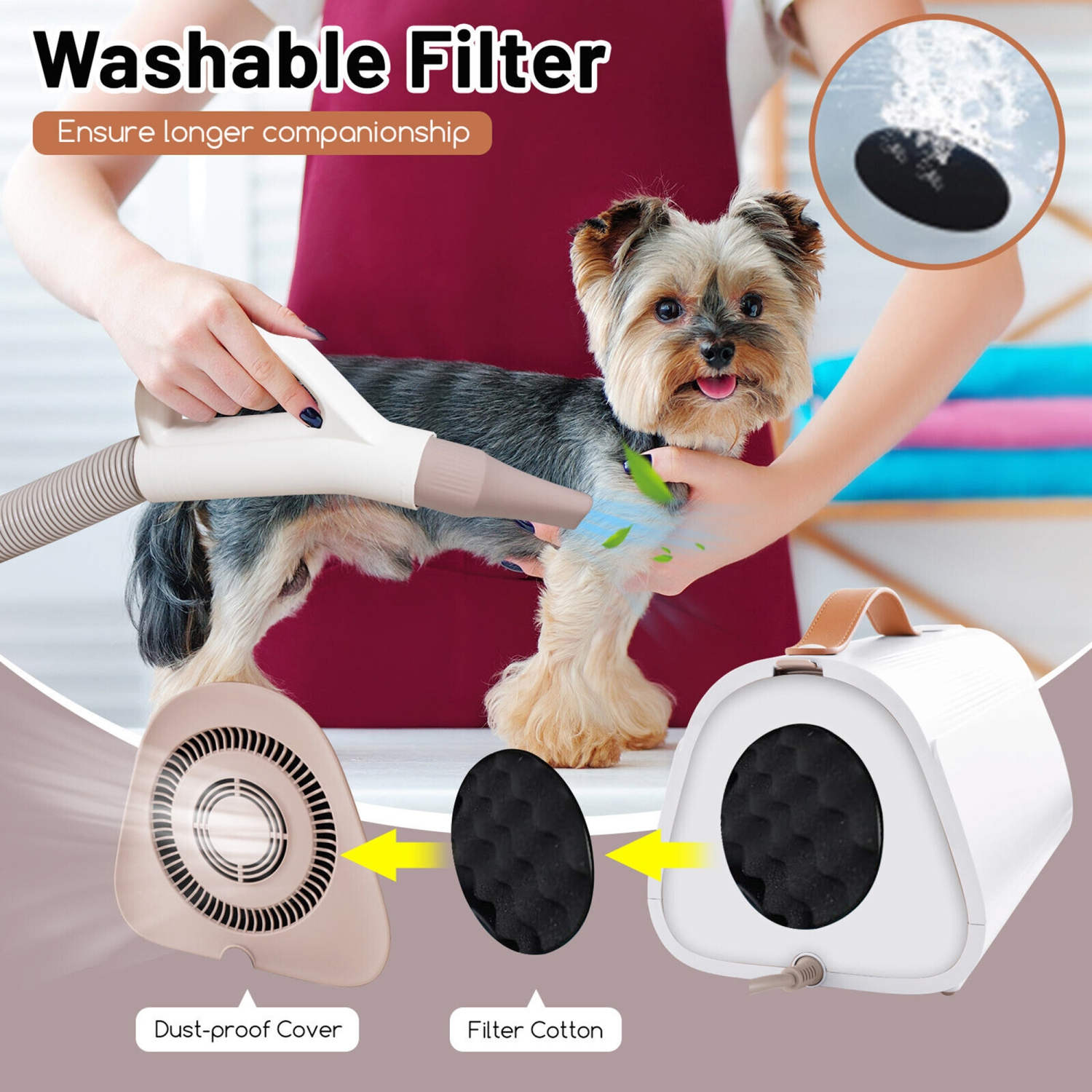 Gymax Dog Dryer Pet Hair Blower w/Negative Ion Function LED Screen Temperature Control