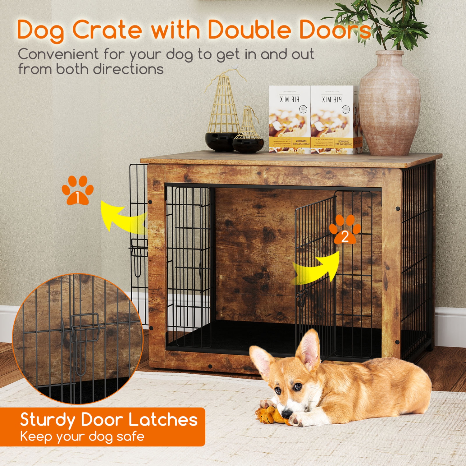 Gymax Dog Crate Furniture for Small/Medium Dogs 33'' Indoor Pet House Side End Table