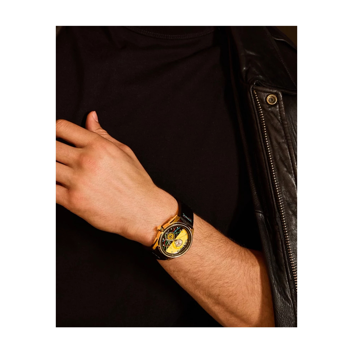 Montre homme Star Wars Eco-Drive C-3Po boîtier inox doré bracelet cuir noir/cadran jaune 42 mm