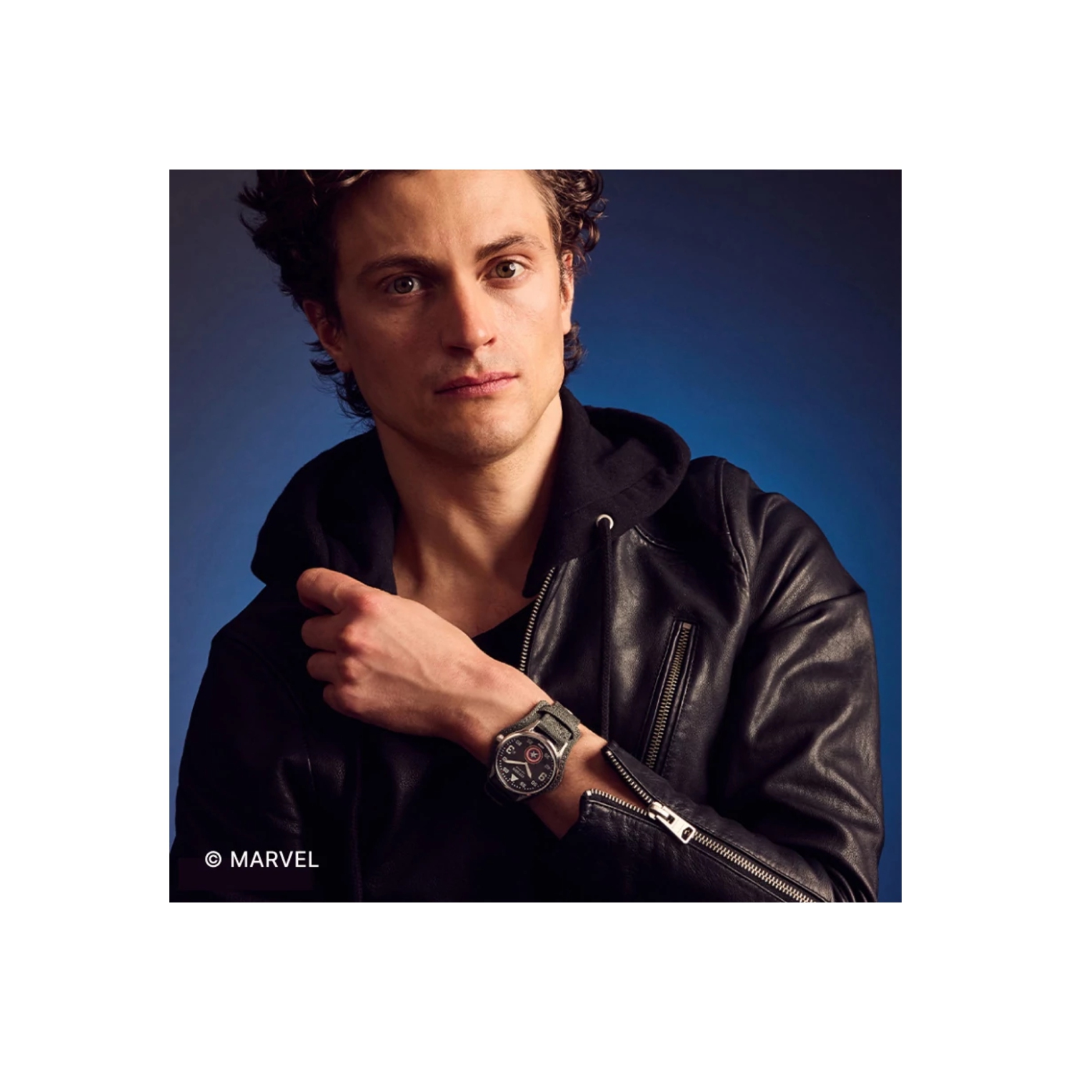 Citizen Marvel Mens Captain America Forever Eco-Drive Watch 40mm Silver-Tone Stainless Steel Case Grey CORDURA® Strap with Black Dial