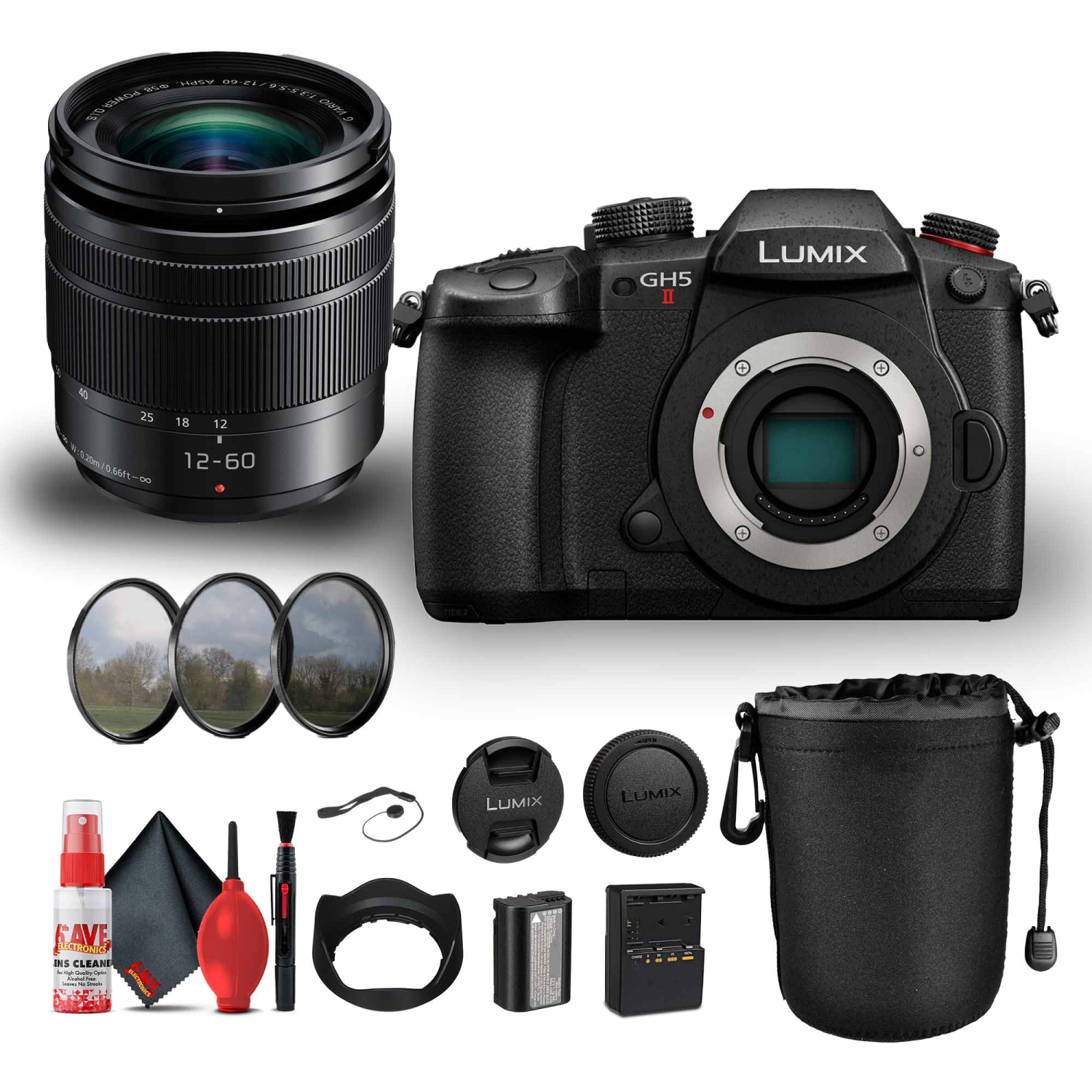 Panasonic Lumix GH5 II Mirrorless Camera w 12-60mm f/3.5-5.6 Bundle