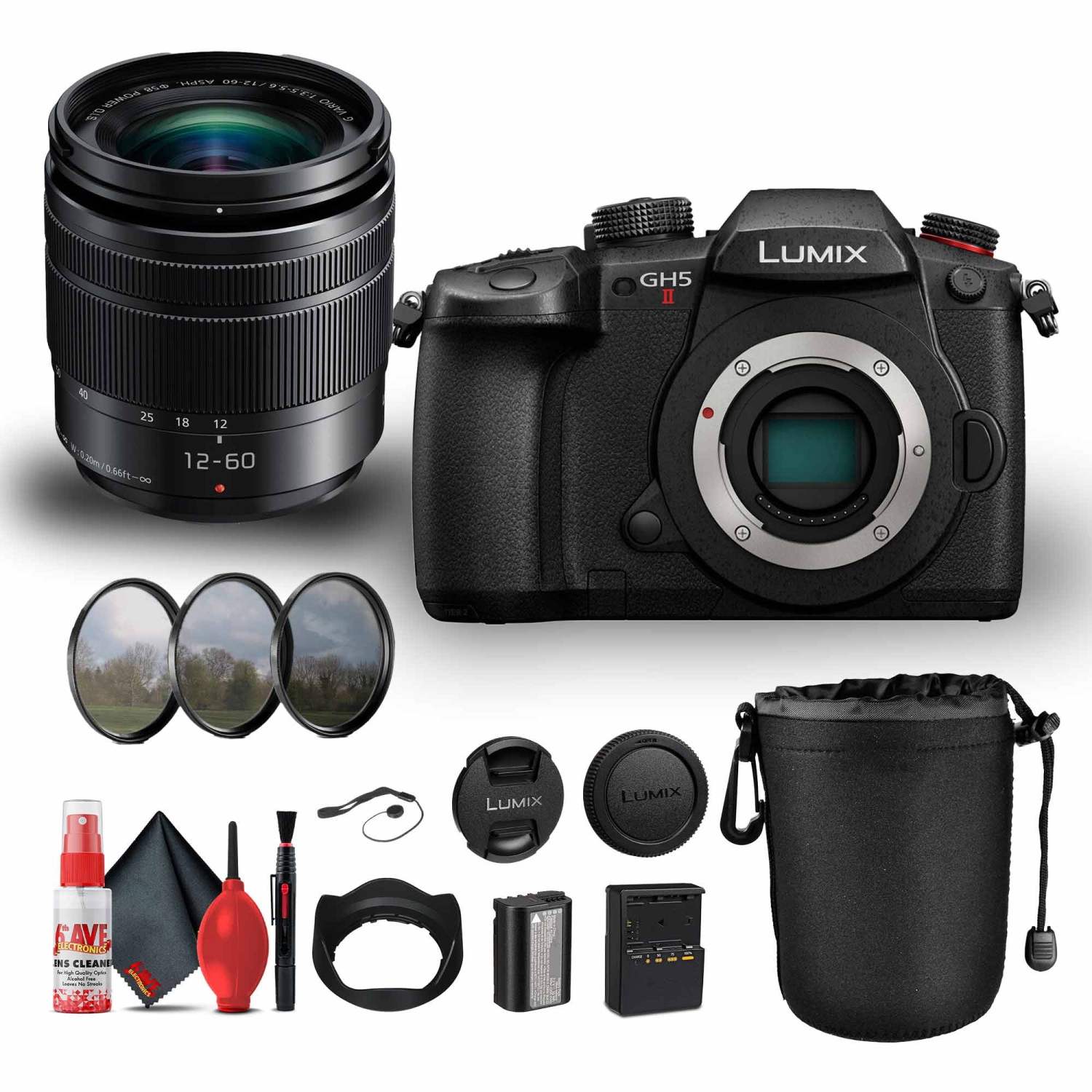 Panasonic Lumix GH5 II Mirrorless Camera w 12-60mm f/3.5-5.6 Bundle