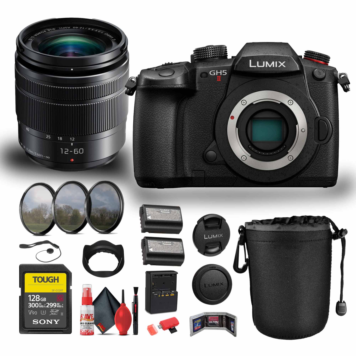 Panasonic Lumix GH5 II Mirrorless Camera w 12-60mm f/3.5-5.6 Bundle