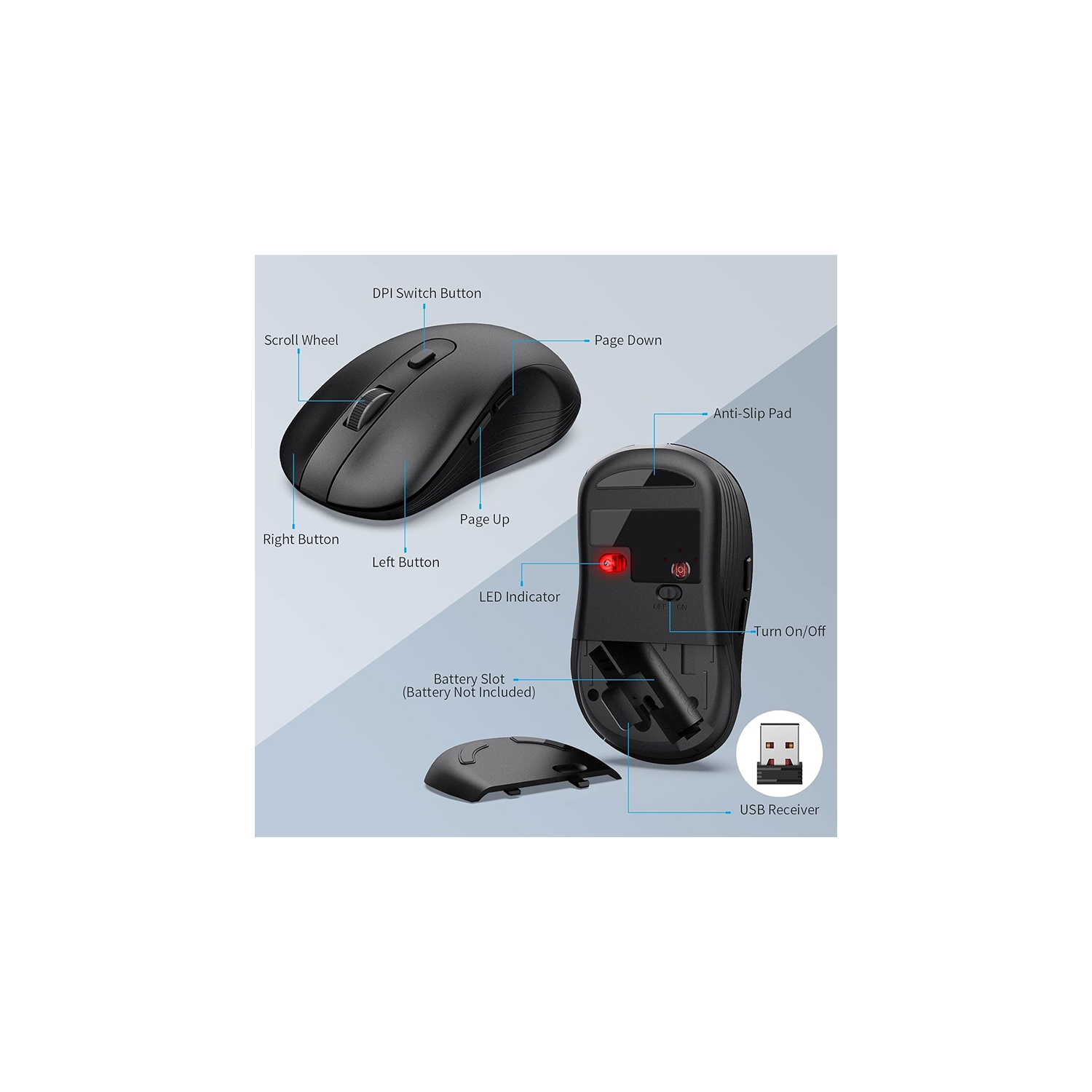 Marvo KC411W Wireless 2.4Ghz Keyboard and Mouse Combo with Phone Tablet Holder, Silent Mouse with 6 Button, Compatible with MacBook, Windows_Black