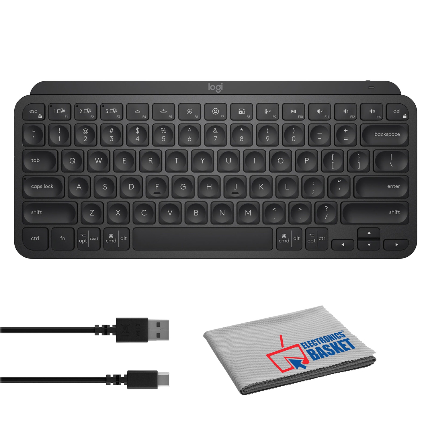 Logitech MX Keys Mini Wireless Keyboard + Microfiber Cleaning Cloth