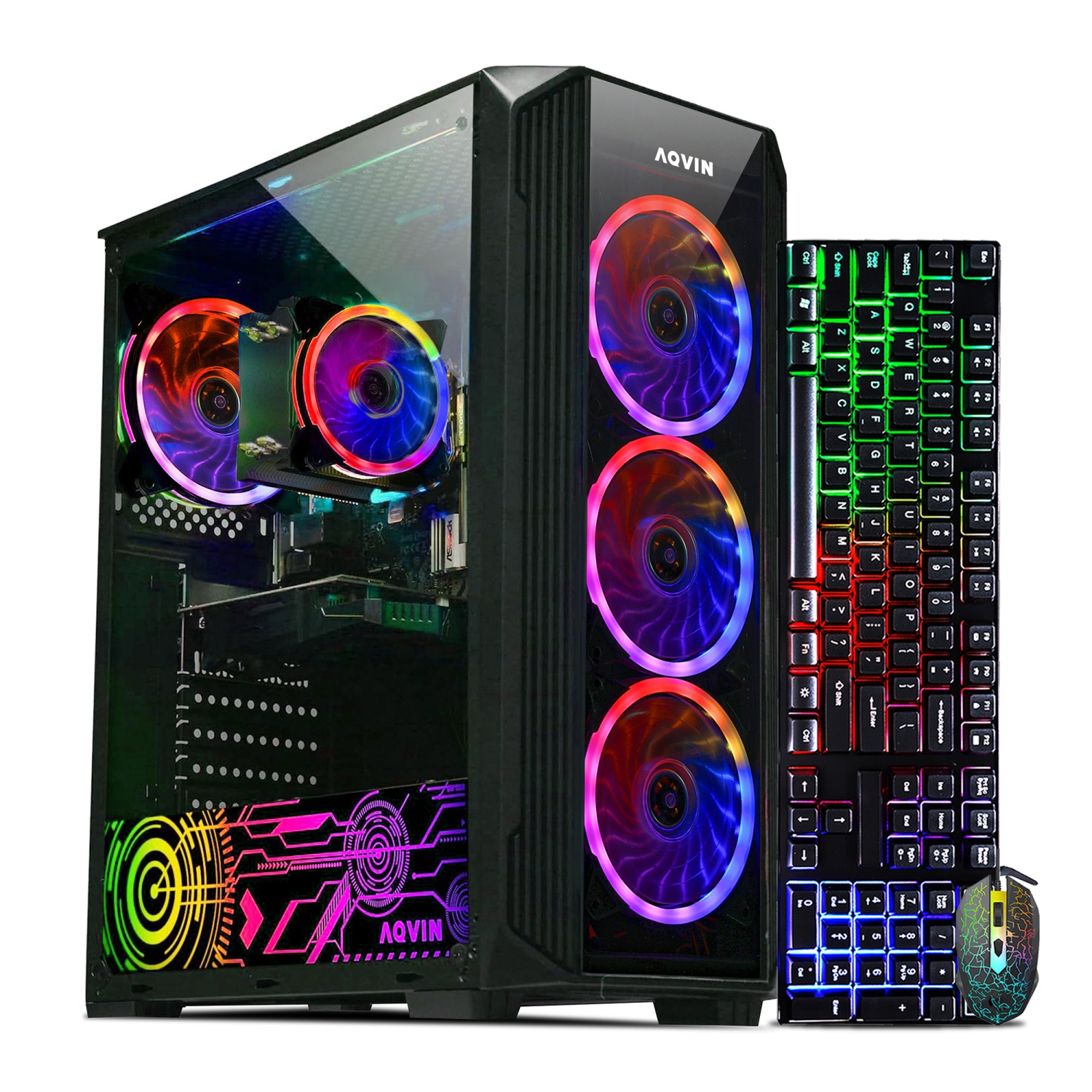 Gaming PC AQVIN ZForce Desktop Tower Computer - Intel Core i7 Processor up to 4.60GHz 32GB DDR4 RAM 1TB SSD Nvidia GeForce RTX 5060 8GB GDDR7 Windows