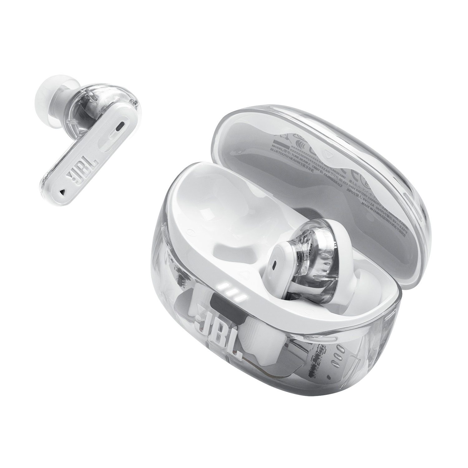 Écouteurs boutons 100 % sans fil à suppression du bruit Tune Beam 2 édition Ghost de JBL - Blanc fantôme