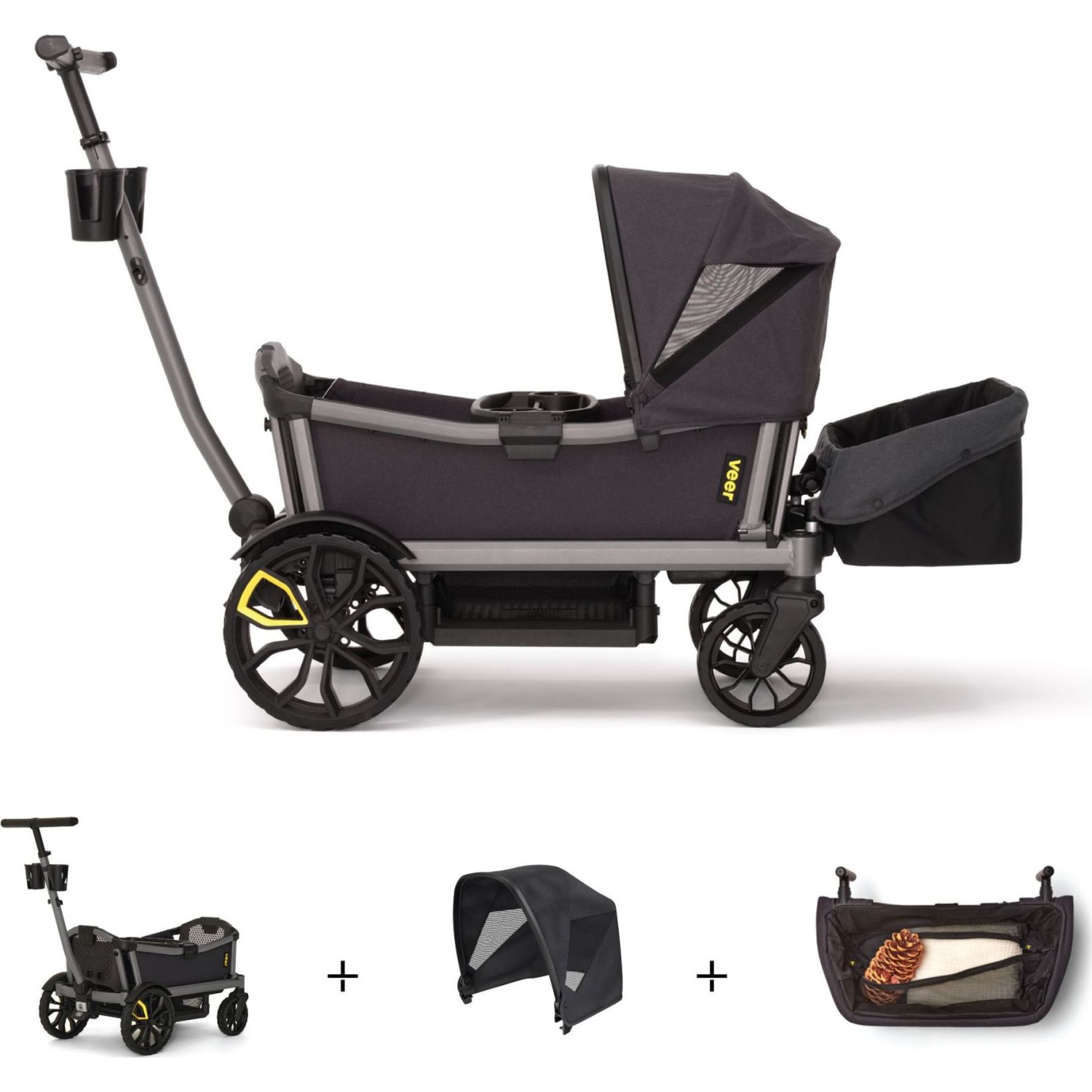 Veer Cruiser City XL Wagon with Canopy and Basket Bundle