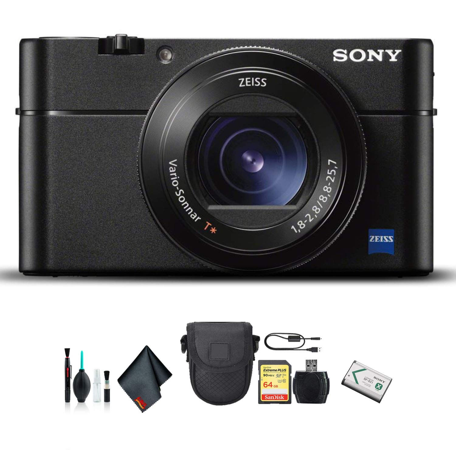 Open Box - Sony Cyber-Shot DSC-RX100 VA Camera DSC-RX100M5A/B with Soft Bag, 64GB Memory Card, Card Reader, and More