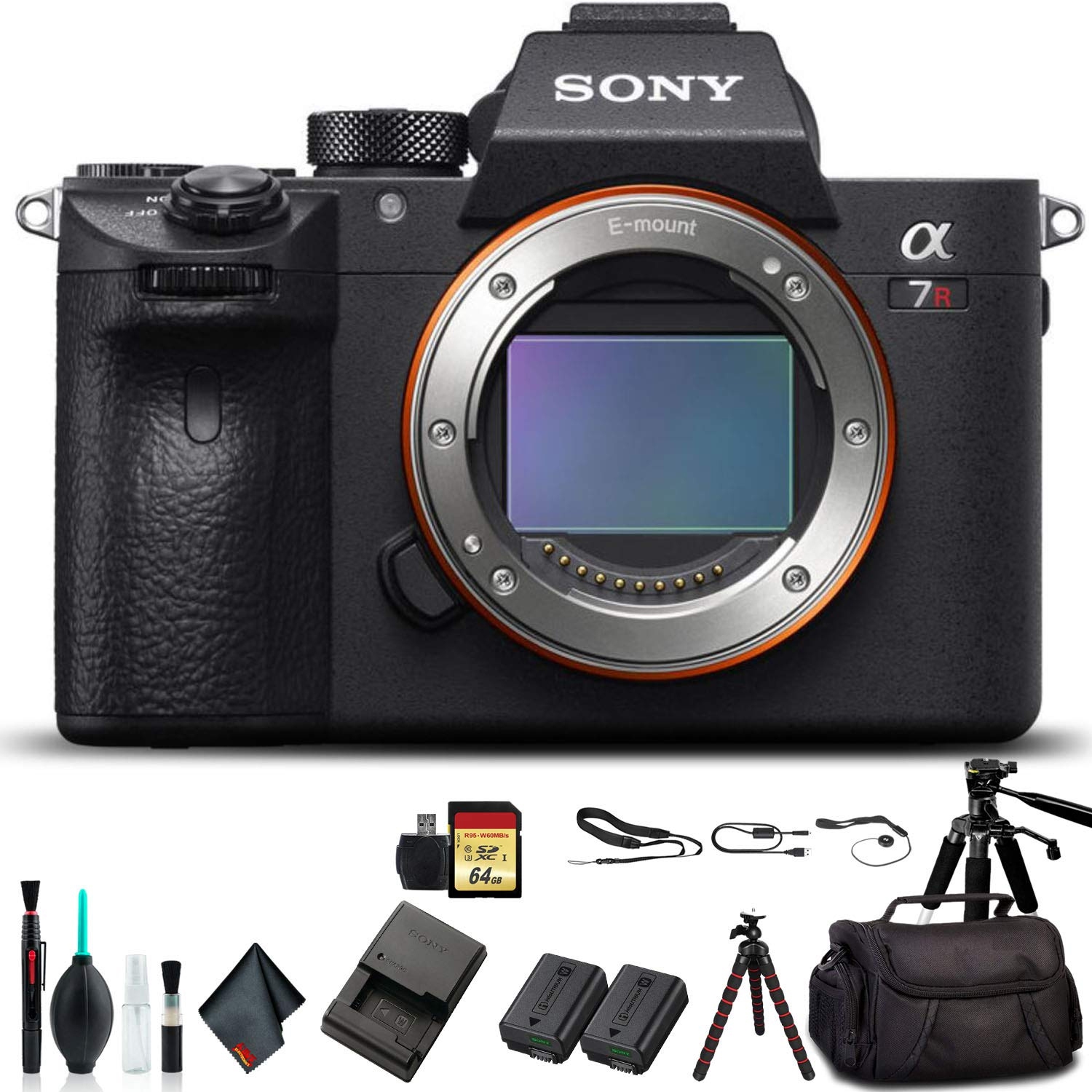 Open Box - Sony Alpha a7R III Mirrorless Camera ILCE7RM3/B with Soft Bag, Tripod, Additional Battery, 64GB Memory Card, and More