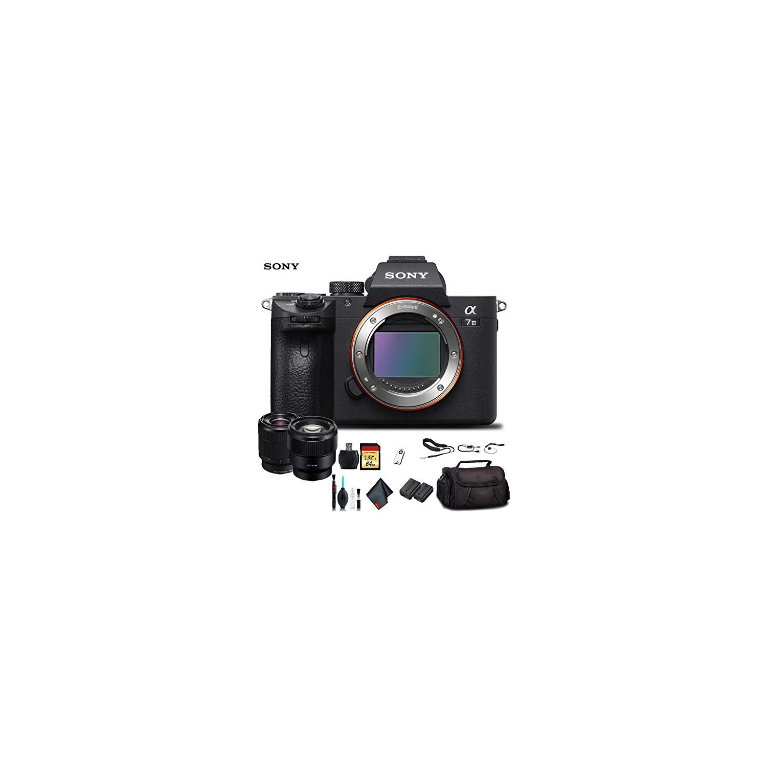 Open Box - Sony Alpha a7 III Mirrorless Camera with 28-70mm Lens ILCE7M3K/B with Sony FE 85mm Lens, Soft Bag, Additional Battery, and More