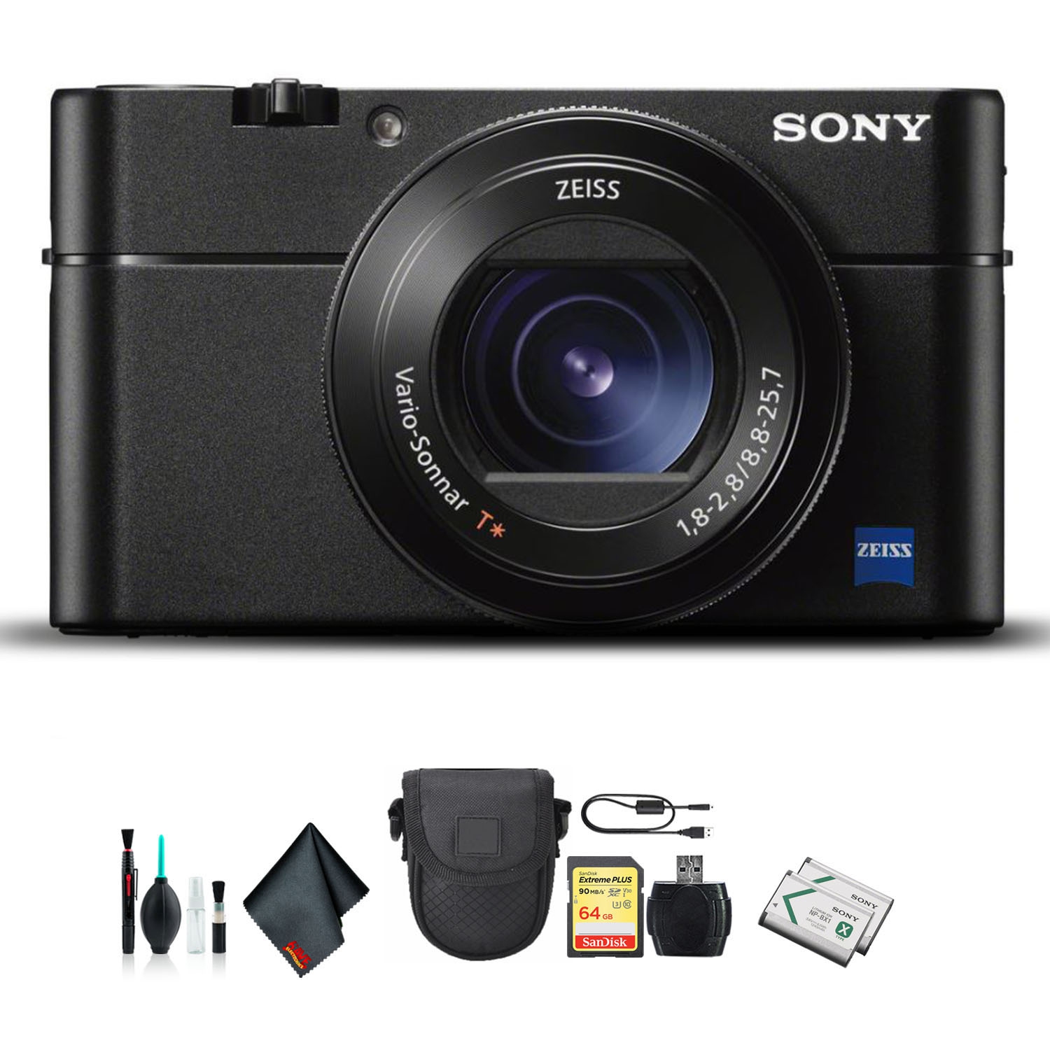 Open Box - Sony Cyber-Shot DSC-RX100 VA Camera DSC-RX100M5A/B with Soft Bag, Additional Battery, 64GB Memory Card, Card Reader, and More
