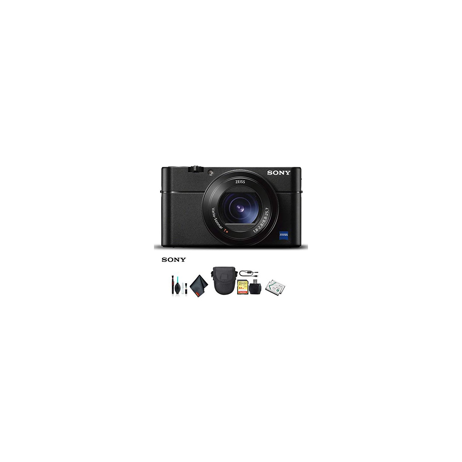 Open Box - Sony Cyber-Shot DSC-RX100 VA Camera DSC-RX100M5A/B with Soft Bag, Additional Battery, 64GB Memory Card, Card Reader, and More