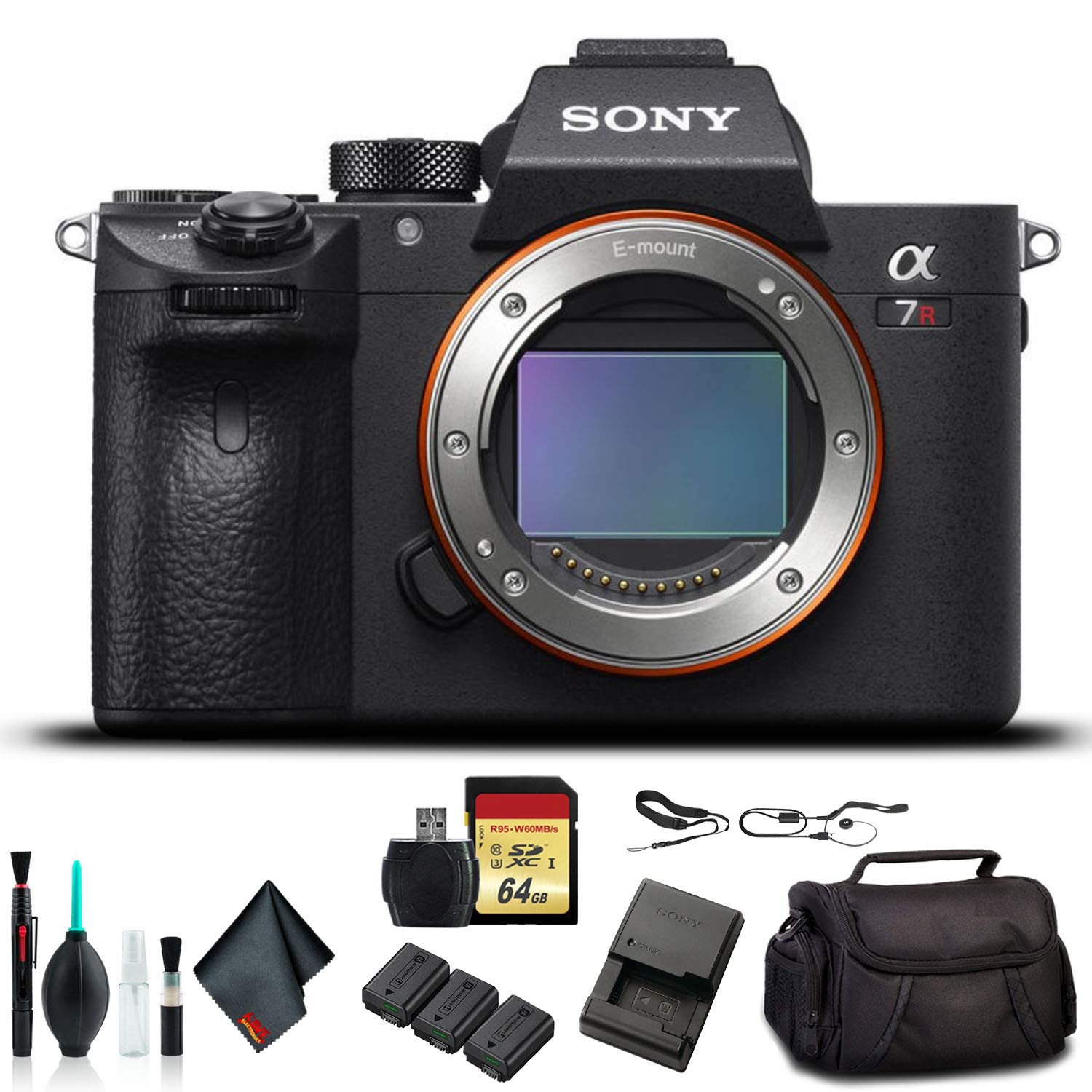 Open Box - Sony Alpha a7R III Mirrorless Camera ILCE7RM3/B with Soft Bag, Additional Battery, 64GB Memory Card, Card Reader, and More