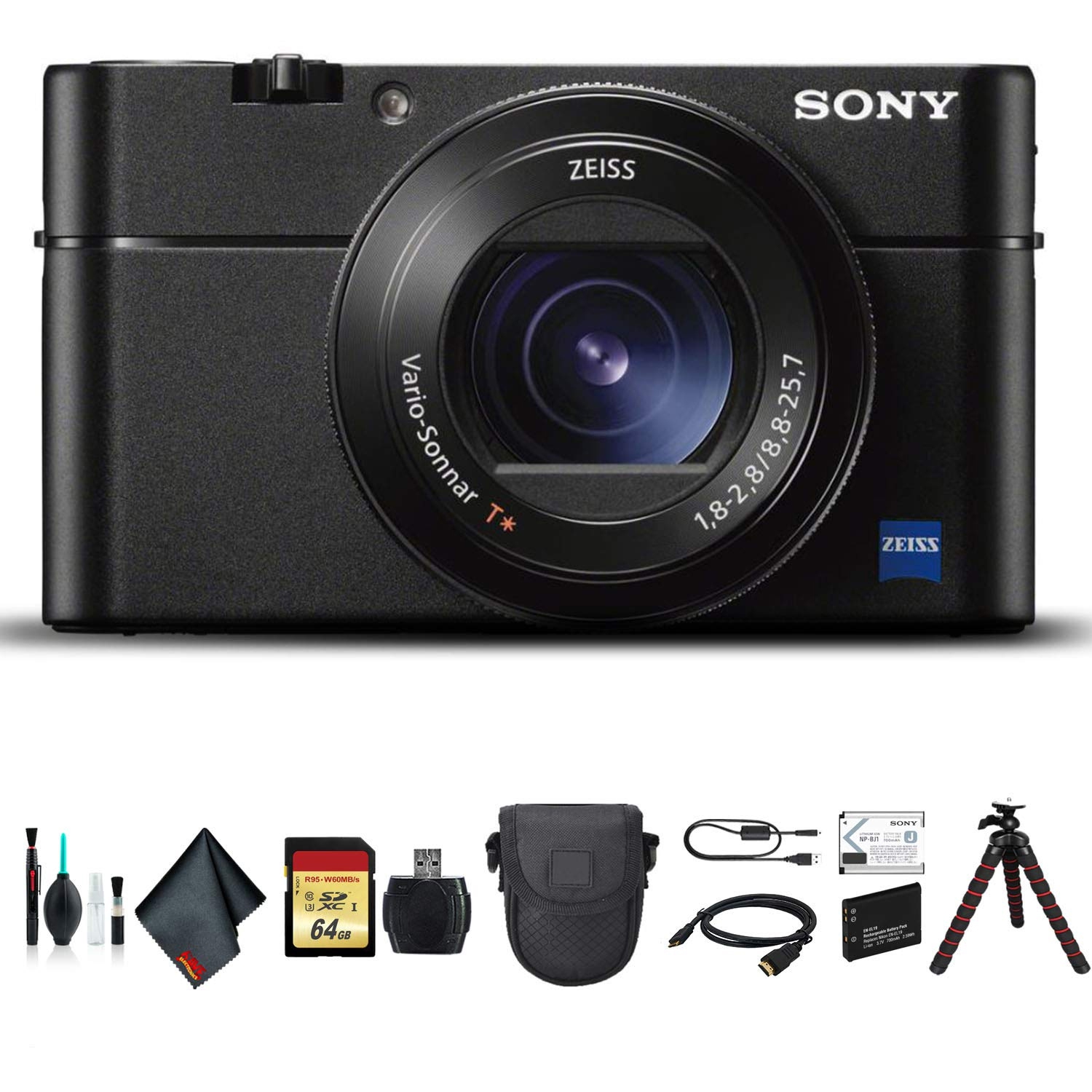 Open Box - Sony Cyber-Shot DSC-RX100 VA Camera DSC-RX100M5A/B with Soft Bag, Tripod, Additional Battery, 64GB Memory Card, and More