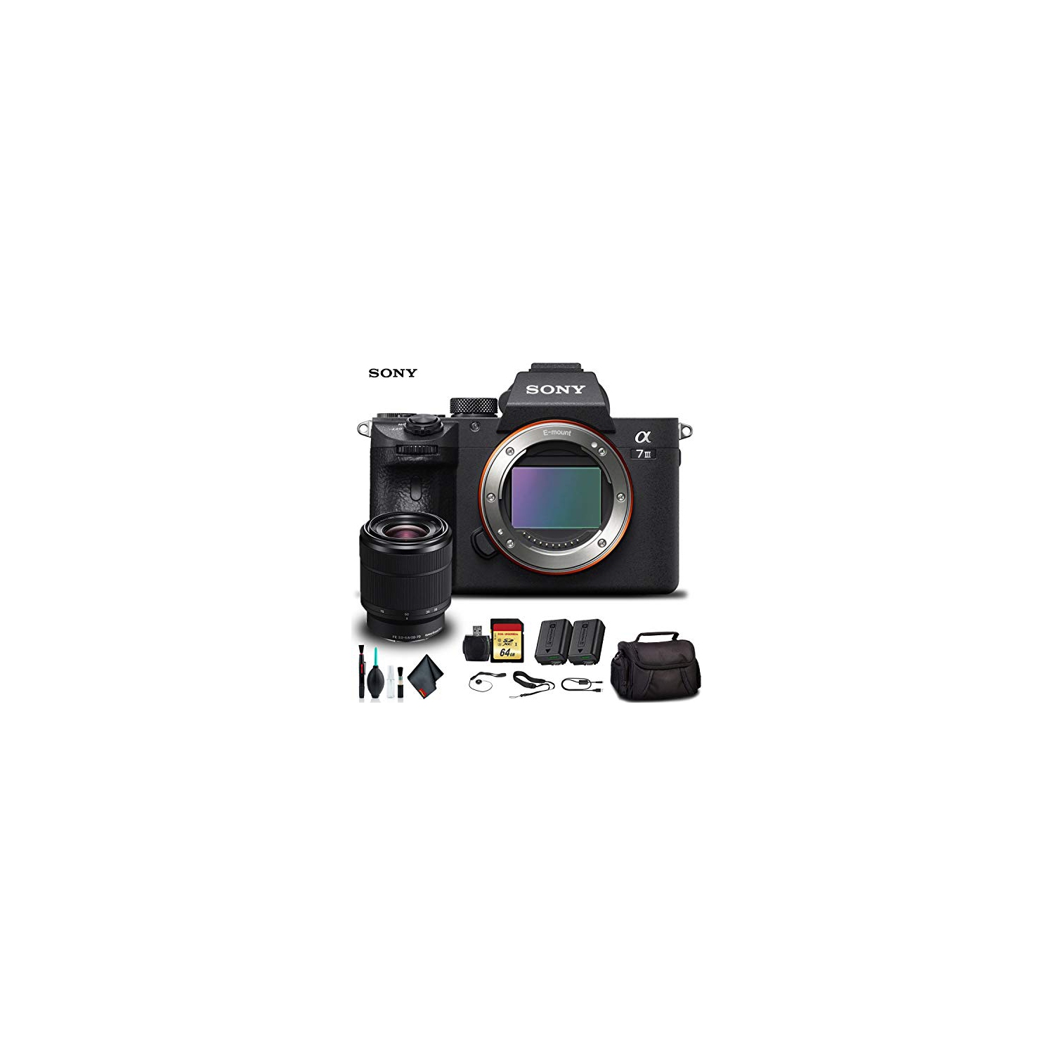 Boîte ouverte - Appareil photo sans miroir Alpha a7 III de Sony avec objectif 28 70&nbsp;mm ILCE7M3K/B, sac souple, batterie supplémentaire, carte