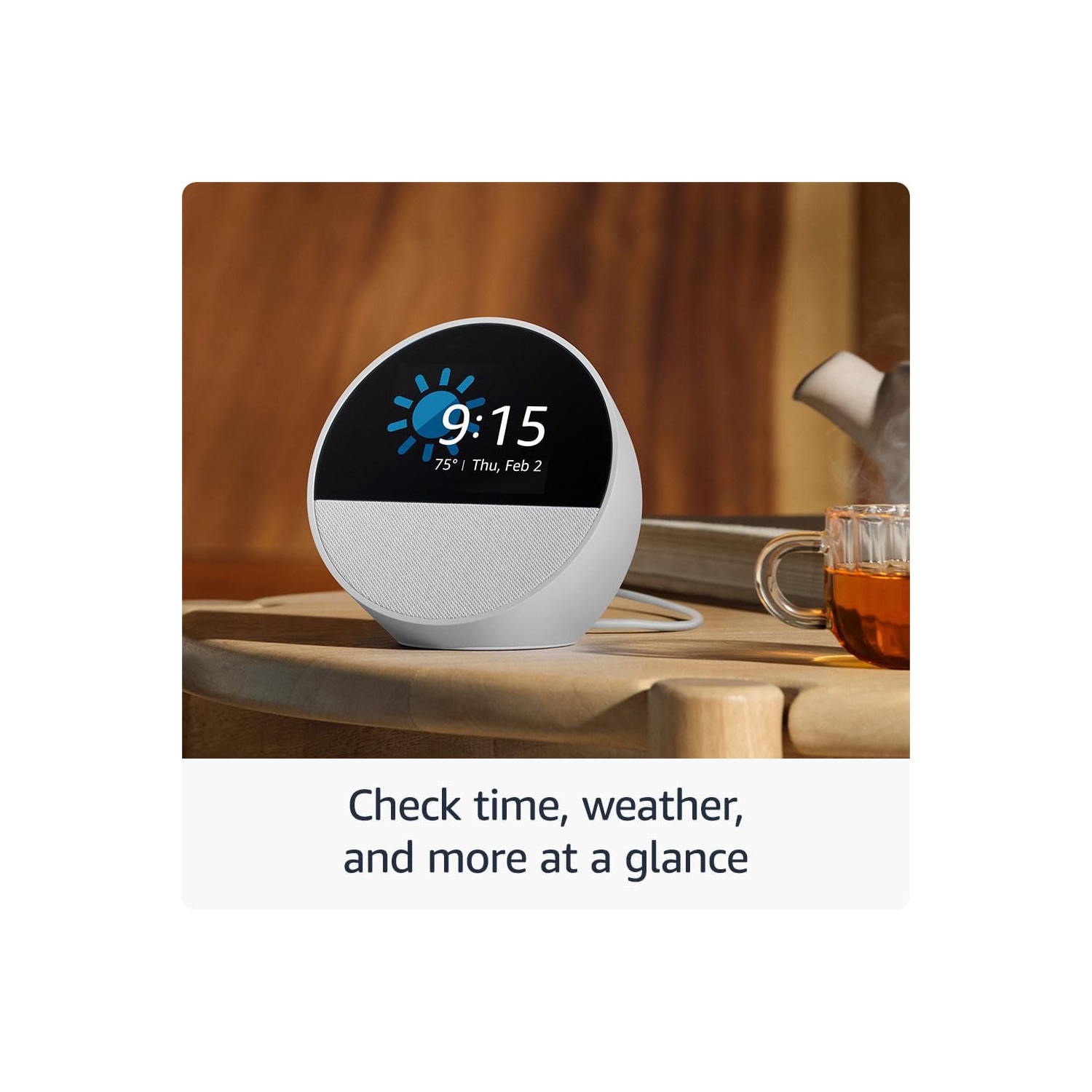 Réveille-matin intelligent Echo Spot avec son éclatant et Alexa - Noir + trousse de nettoyage d'écran