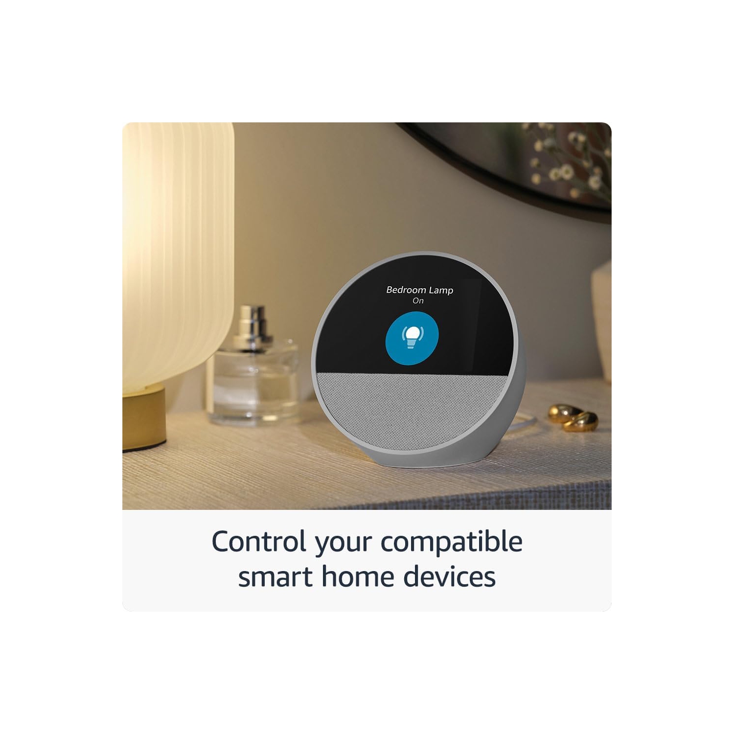 Echo Spot Smart alarm clock w/ vibrant sound and Alexa -White + Screen Cleaning Kit