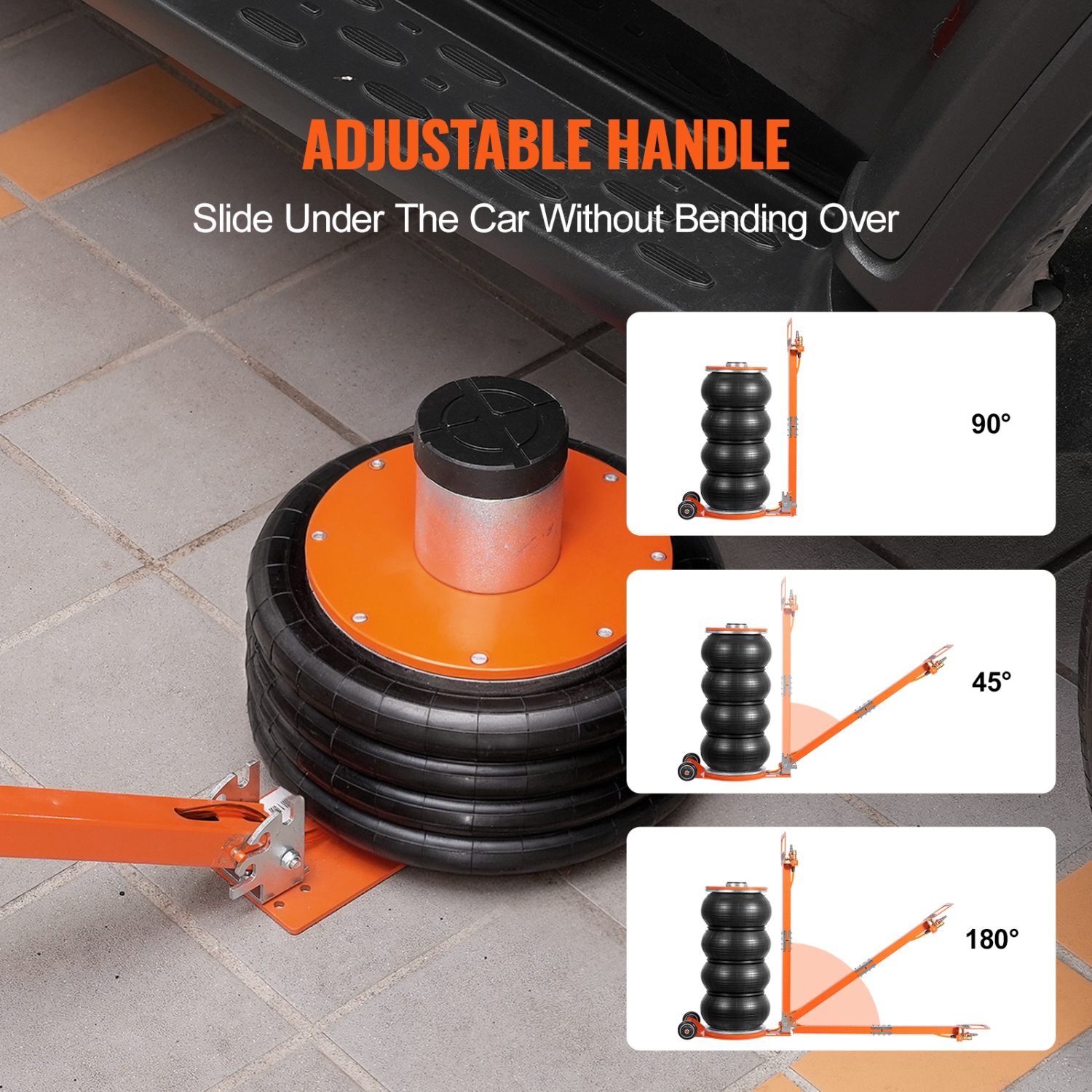 VEVOR 6 Ton/13000 lbs Air Jack, 2-5 S Pneumatic Lifting Jack with Heightened Column & Adjustable Handle, Easy-to-Lift & Space-Saving Jack with Thick