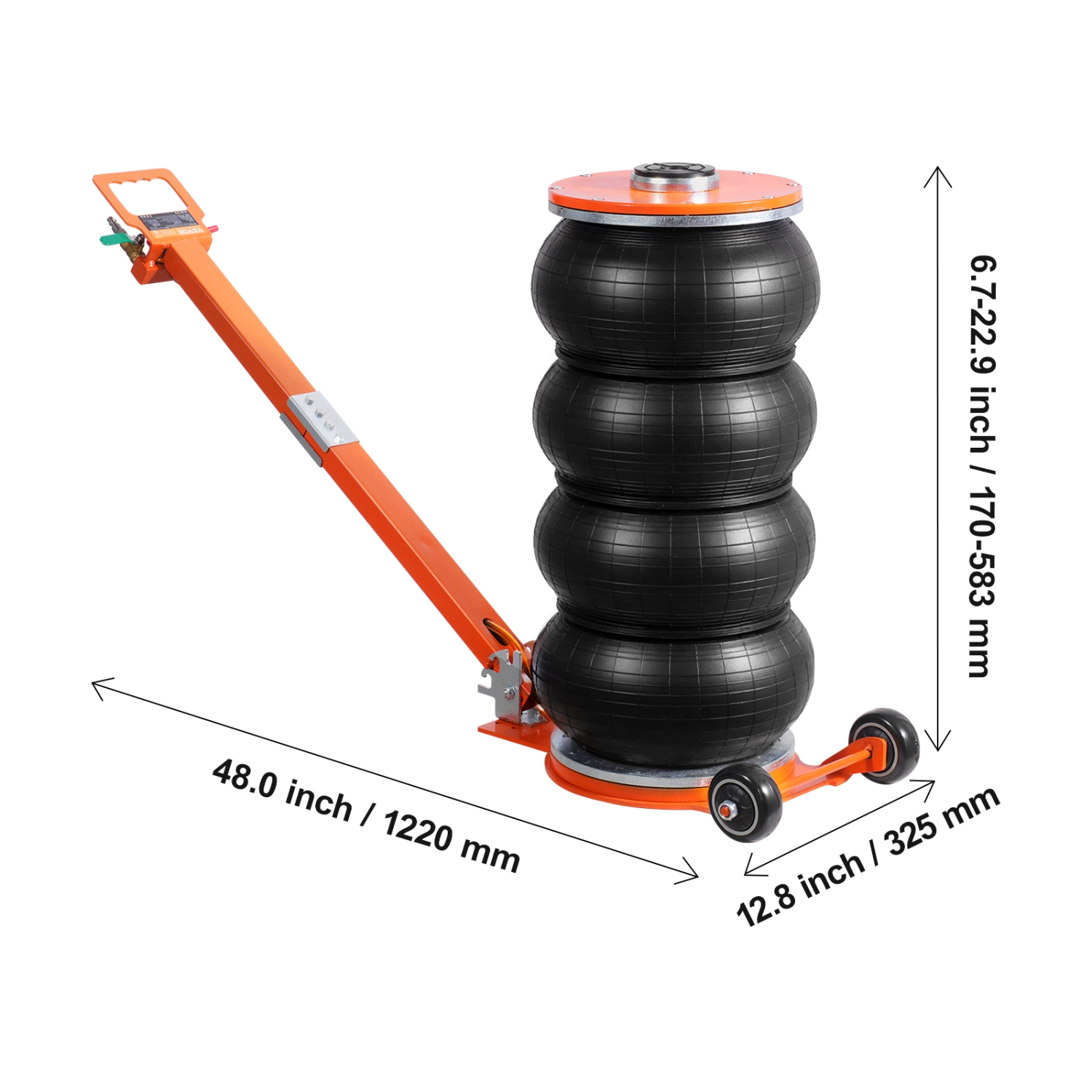 VEVOR 6 Ton/13000 lbs Air Jack, 2-5 S Pneumatic Lifting Jack with Heightened Column & Adjustable Handle, Easy-to-Lift & Space-Saving Jack with Thick