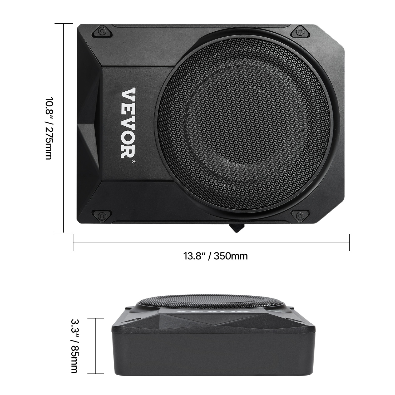 VEVOR 10" 400W Underseat Car Subwoofer, Slim Powered Car Subwoofers Under the Seat, Low Profile Audio Sub Built-in Amplifier, High/Low Level Input &