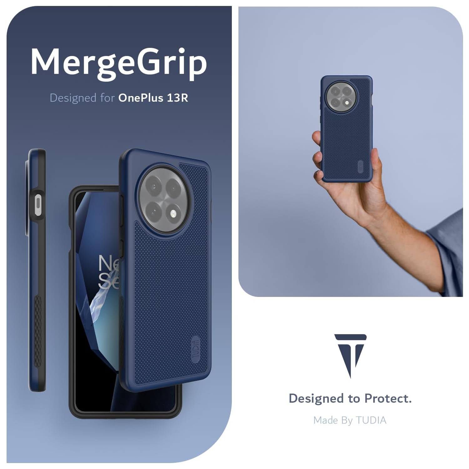 Étui MergeGrip OnePlus 13R 5G 2025 de qualité militaire de TUDIA - Indigo