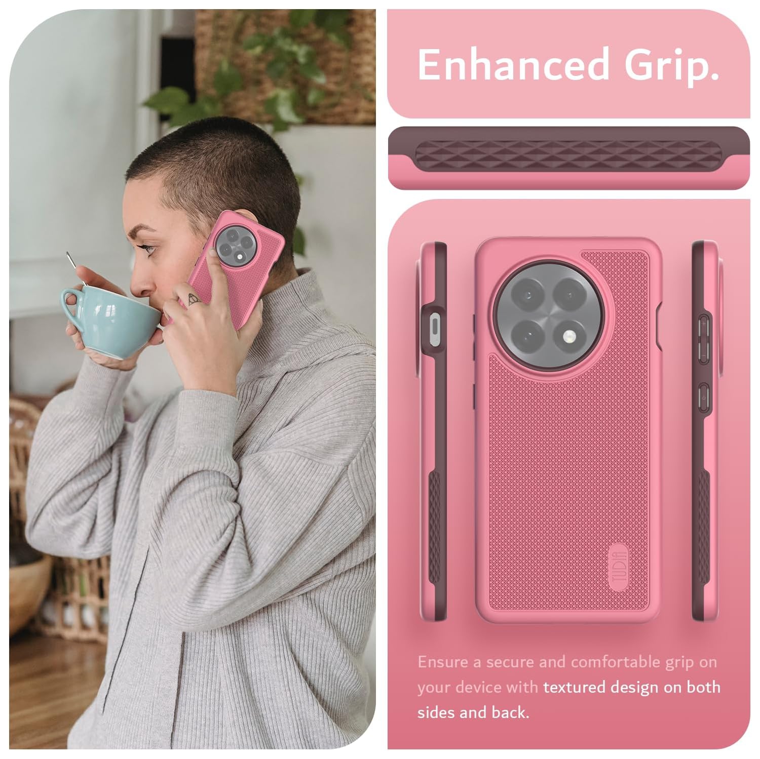 Étui MergeGrip OnePlus 13R 5G 2025 de qualité militaire de TUDIA - Rose fumé