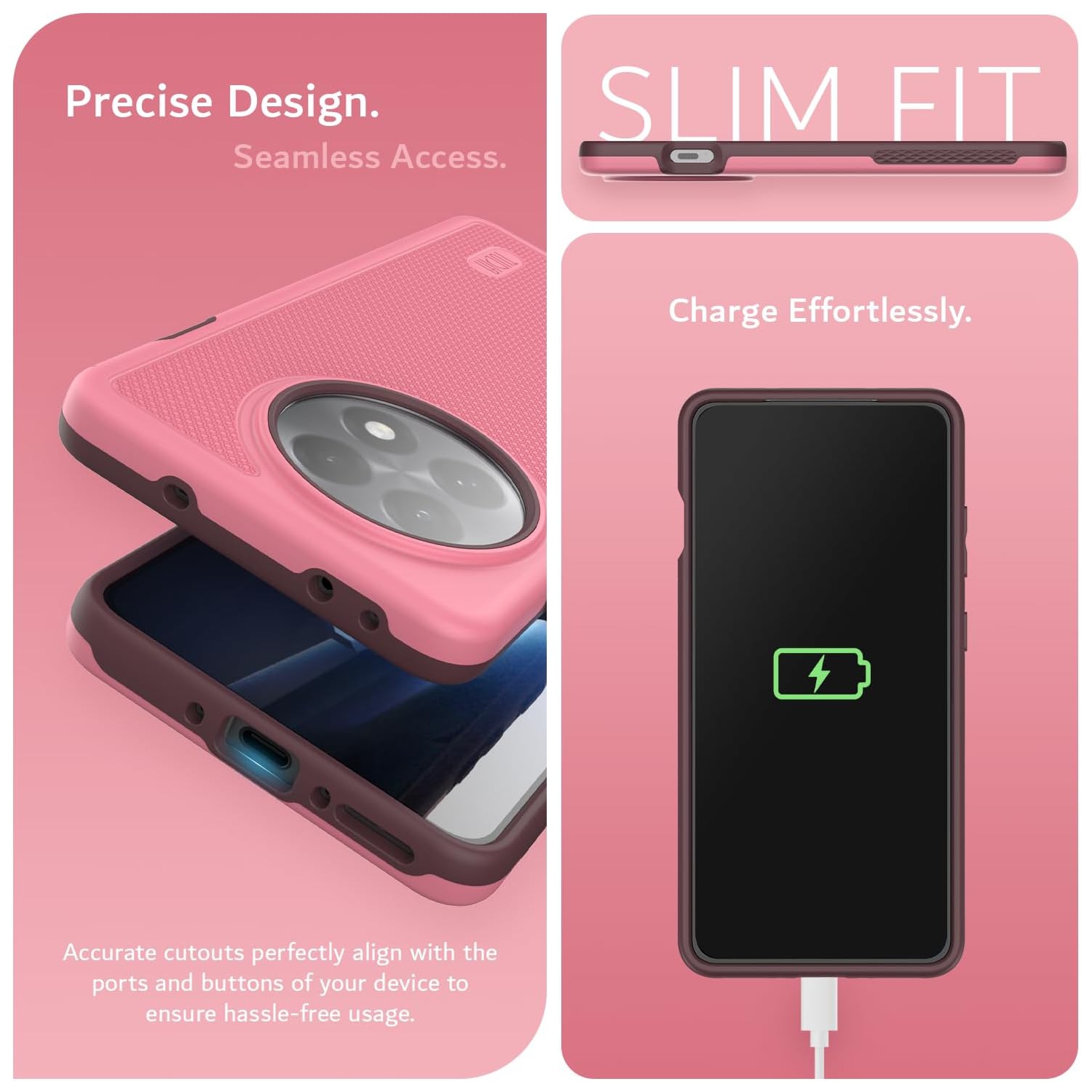 Étui MergeGrip OnePlus 13R 5G 2025 de qualité militaire de TUDIA - Rose fumé