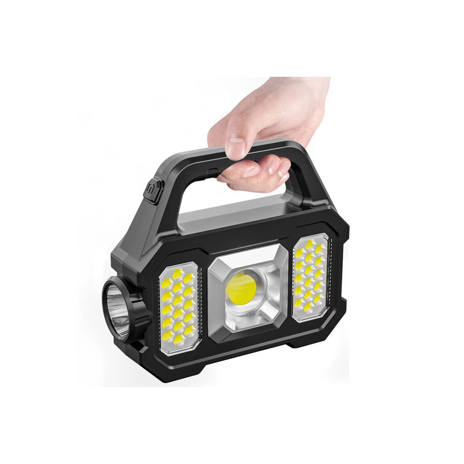 Lampe de travail solaire multifonctionnelle pour l'extérieur, lampe de poche LED, lampe de recherche rechargeable de type C, camping d'urgence