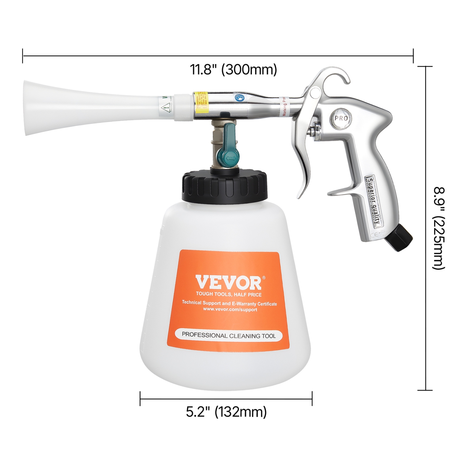 VEVOR 6-9.2 Bar Car Cleaning Gun, High-Pressure Air Blow Gun with 2 Set Nozzles & 1L Liquid Bottle, Vortex Cleaning Gun, Quickly Blasts Dirt , Work