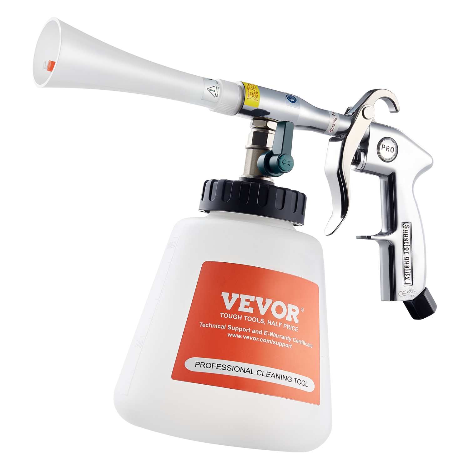 VEVOR 6-9.2 Bar Car Cleaning Gun, High-Pressure Air Blow Gun with 2 Set Nozzles & 1L Liquid Bottle, Vortex Cleaning Gun, Quickly Blasts Dirt , Work