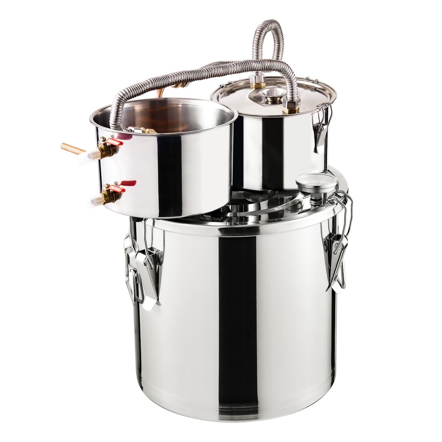 VEVOR 5 Gal / 19 L Alcohol Still, Stainless Steel Water Alcohol Distiller with Copper Coil for Fast Cooling, Dual Condenser Distiller Kit with