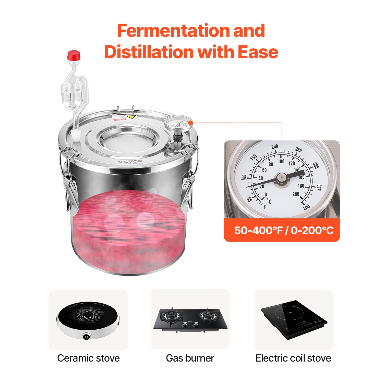 VEVOR 3 Gal / 11.4 L Alcohol Still, Stainless Steel Water Alcohol Distiller with Copper Coil for Fast Cooling, Dual Condenser Distiller Kit with