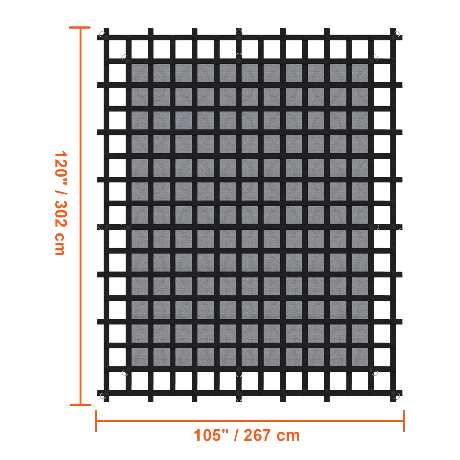 Filet d'arrimage VEVOR de 120 x 105&nbsp;po, filet d'arrimage robuste pour caisse de camion, 4 sangles réglables avec mousquetons et crochets en S,