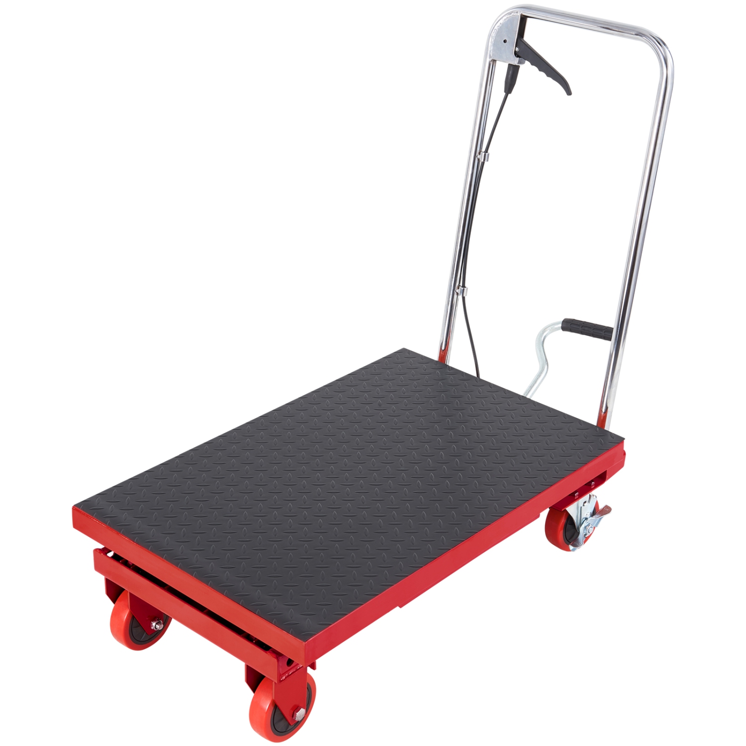 VEVOR 28.5" Hydraulic Lift Table Cart, 500lbs Capacity Lifting Height, Manual Single Scissor Lift Table with 4 Wheels and Non-slip Pad, Hydraulic