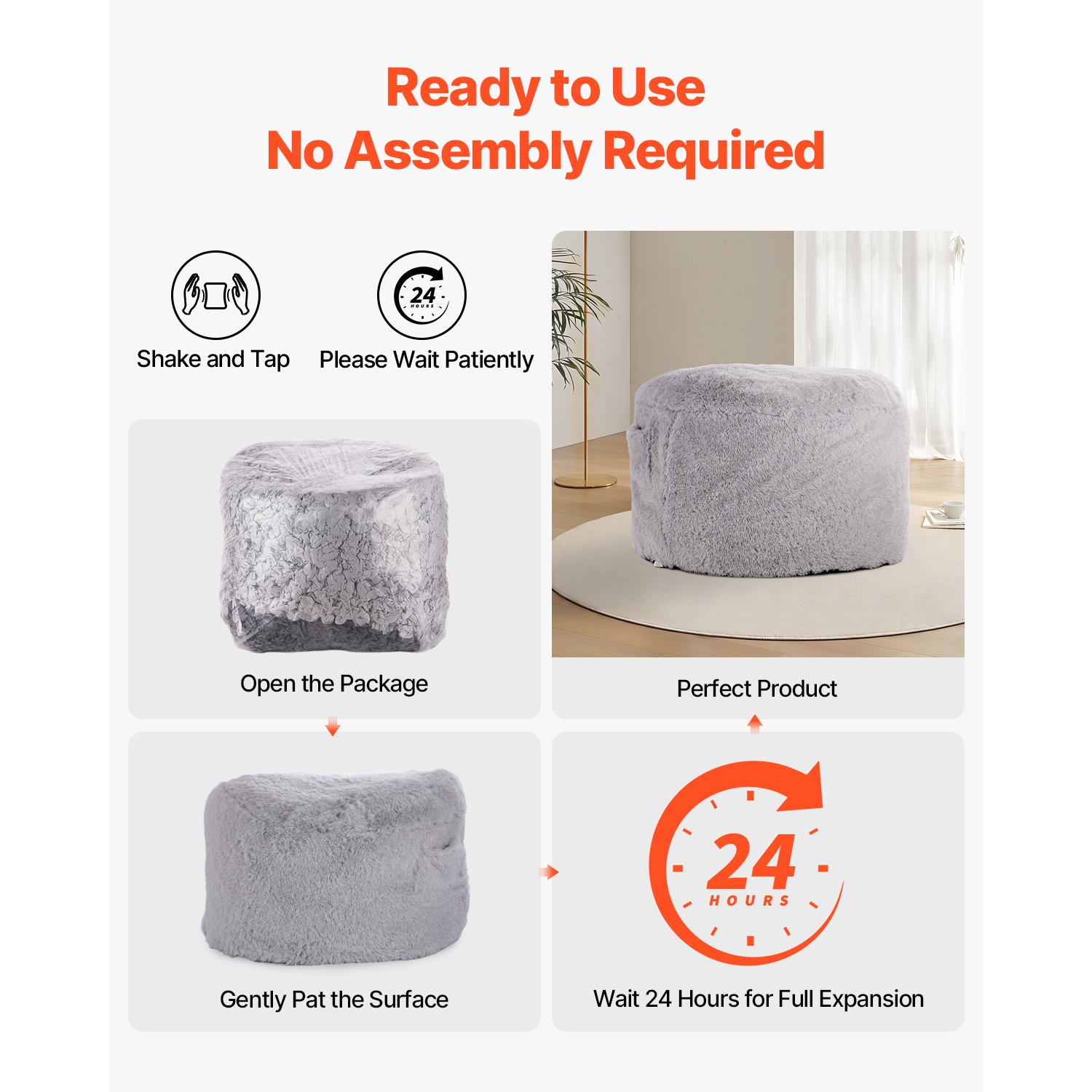 VEVOR Bean Bag Bed Chair, Convertible Chair from BeanBag to Lounge or Mattress,Gaint Bean Bag Chair Bed with Washable Cover for Adults,Foam Filling