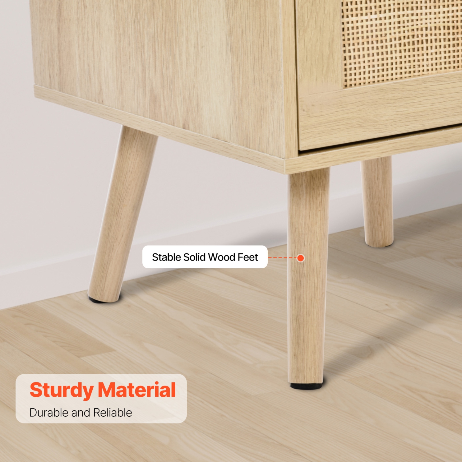 Table de chevet en rotin VEVOR, table de chevet Boho avec 2 tiroirs, table de chevet en rotin avec pattes en bois massif, table de chevet en rotin