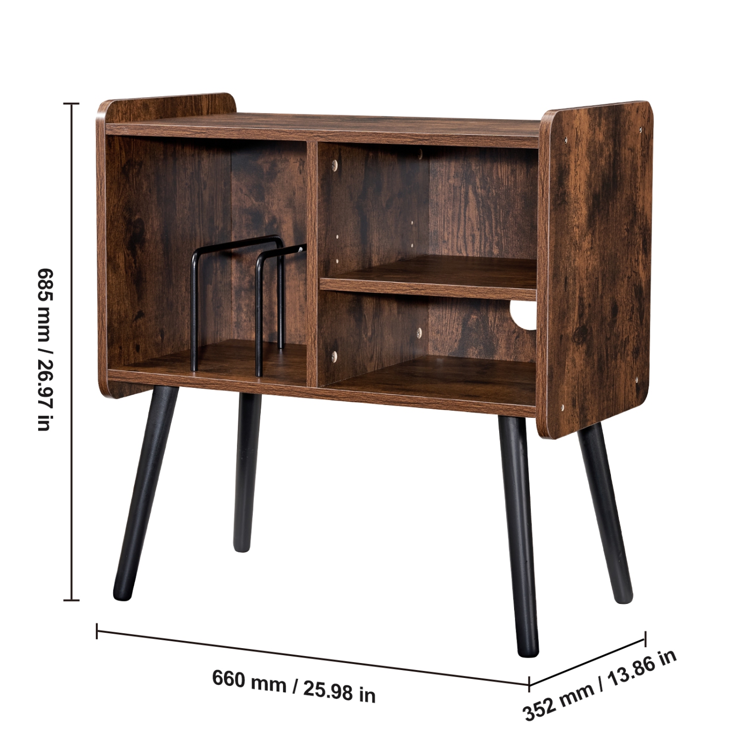 Support pour tourne-disque à capacité de 100 albums de VEVOR, support pour tourne-disque, armoire rétro en vinyle avec tablettes amovibles, table