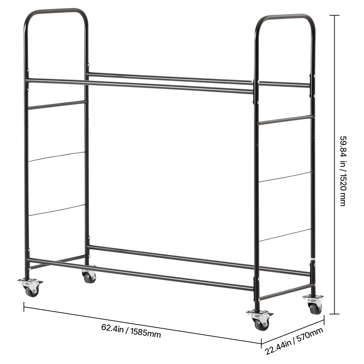 VEVOR 2-Shelf Rolling Tire Storage Rack, Tire Holder and Transport Trailer, Heavy-Duty Steel Cart with Wheel, Adjustable Height & Protective Cover,