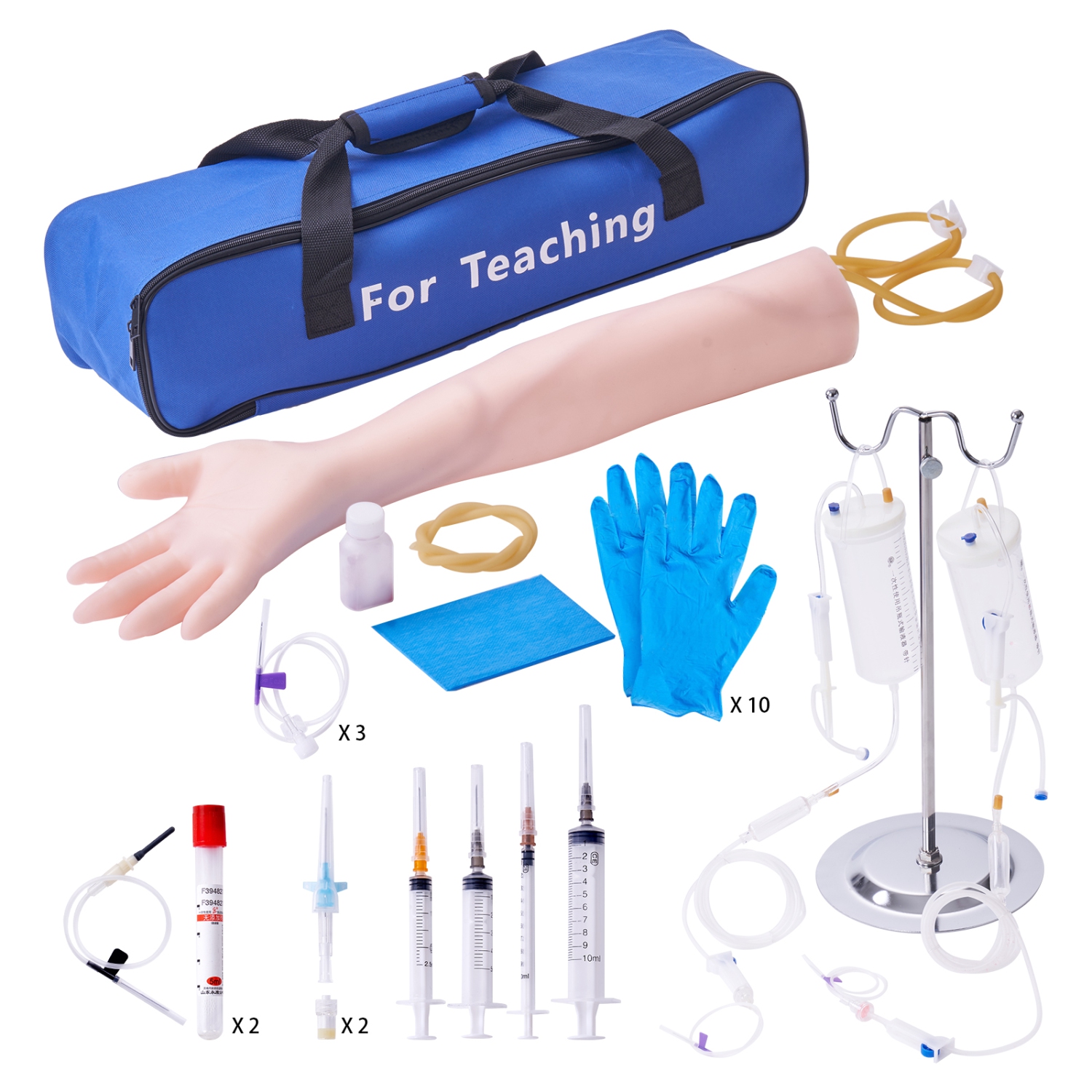 VEVOR Phlebotomy Practice Kit, IV Venipuncture Intravenous Training Kit, High Simulation IV Practice Arm Kit with Carrying Bag, Practice and Perfect