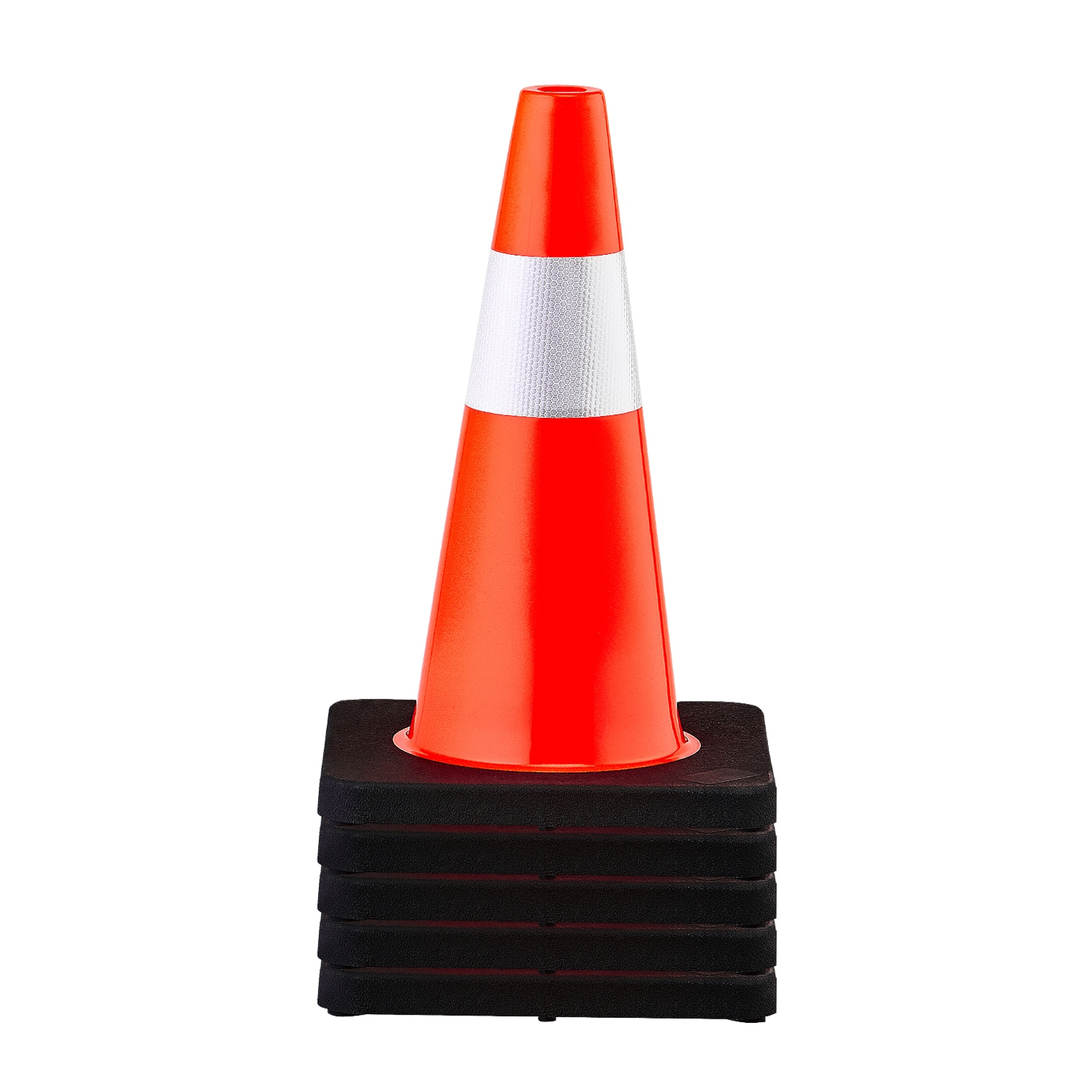 VEVOR 18 in/45 cm Safety Cones, 5 PCS PVC Orange Traffic Cone with Reflective Collar and Black Weighted Base, Used for Traffic Control, Driveway Road