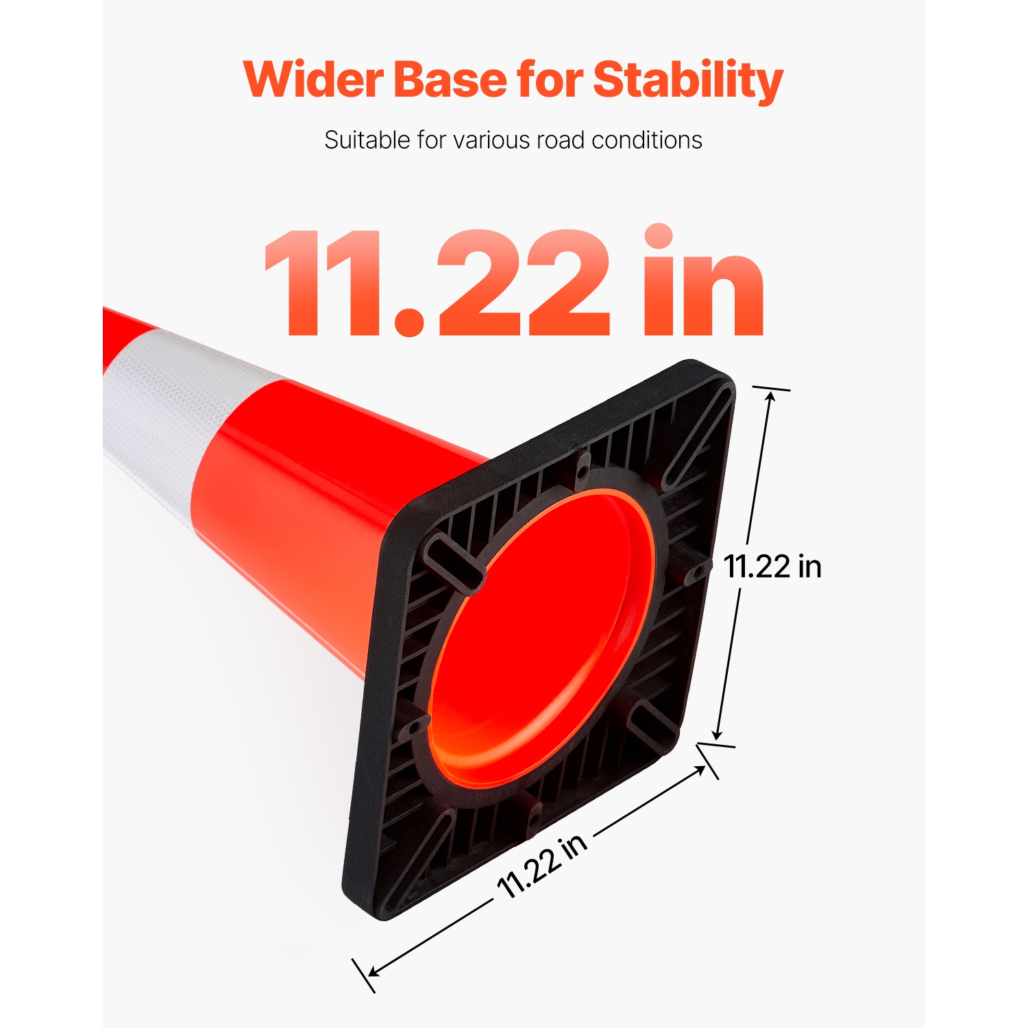 VEVOR 18 in/45 cm Safety Cones, 5 PCS PVC Orange Traffic Cone with Reflective Collar and Black Weighted Base, Used for Traffic Control, Driveway Road