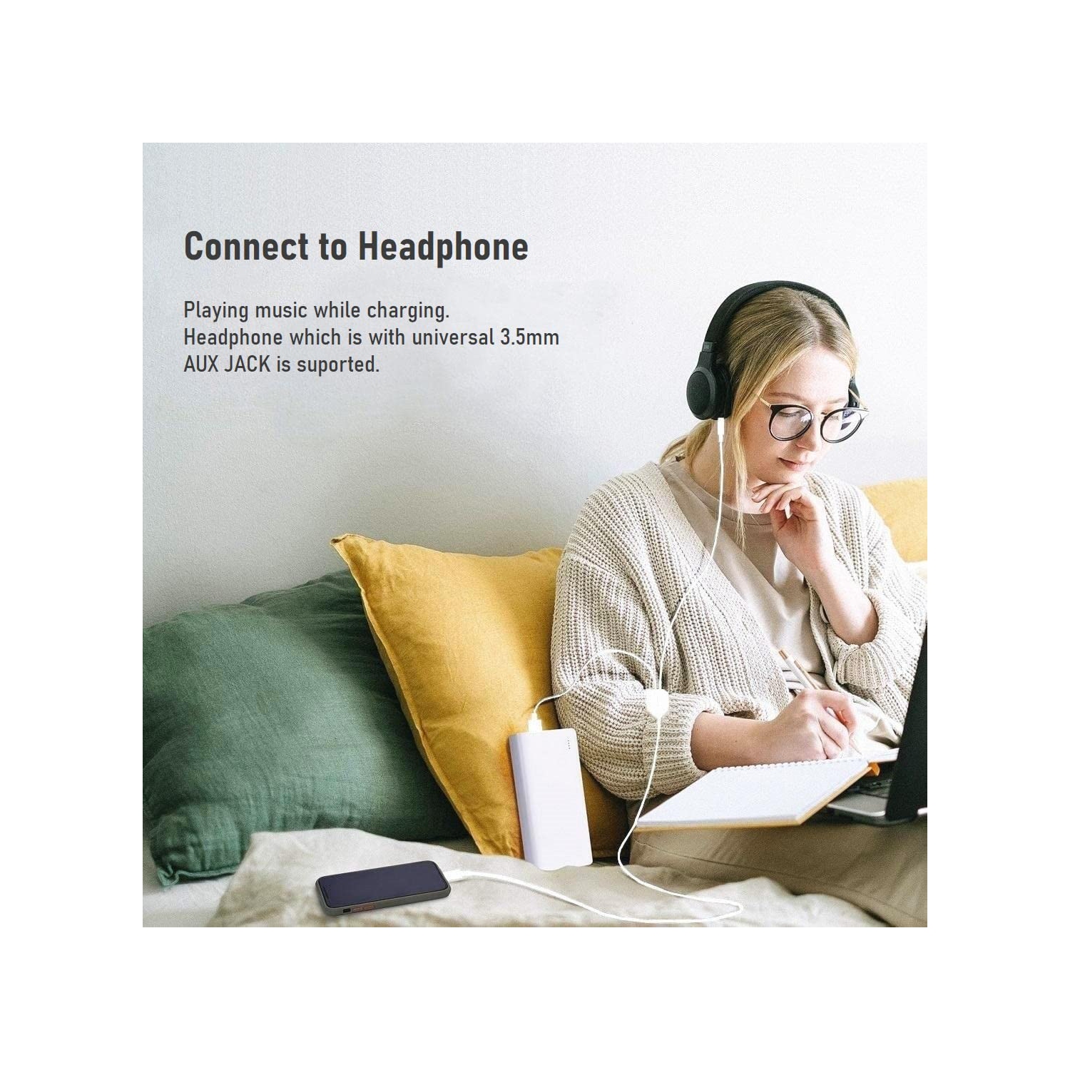 Type C to 3.5 two-in-one charging + audio cable car audio AUX adapter cable, compatible with Type C mobile phones/tablets, can be used with car