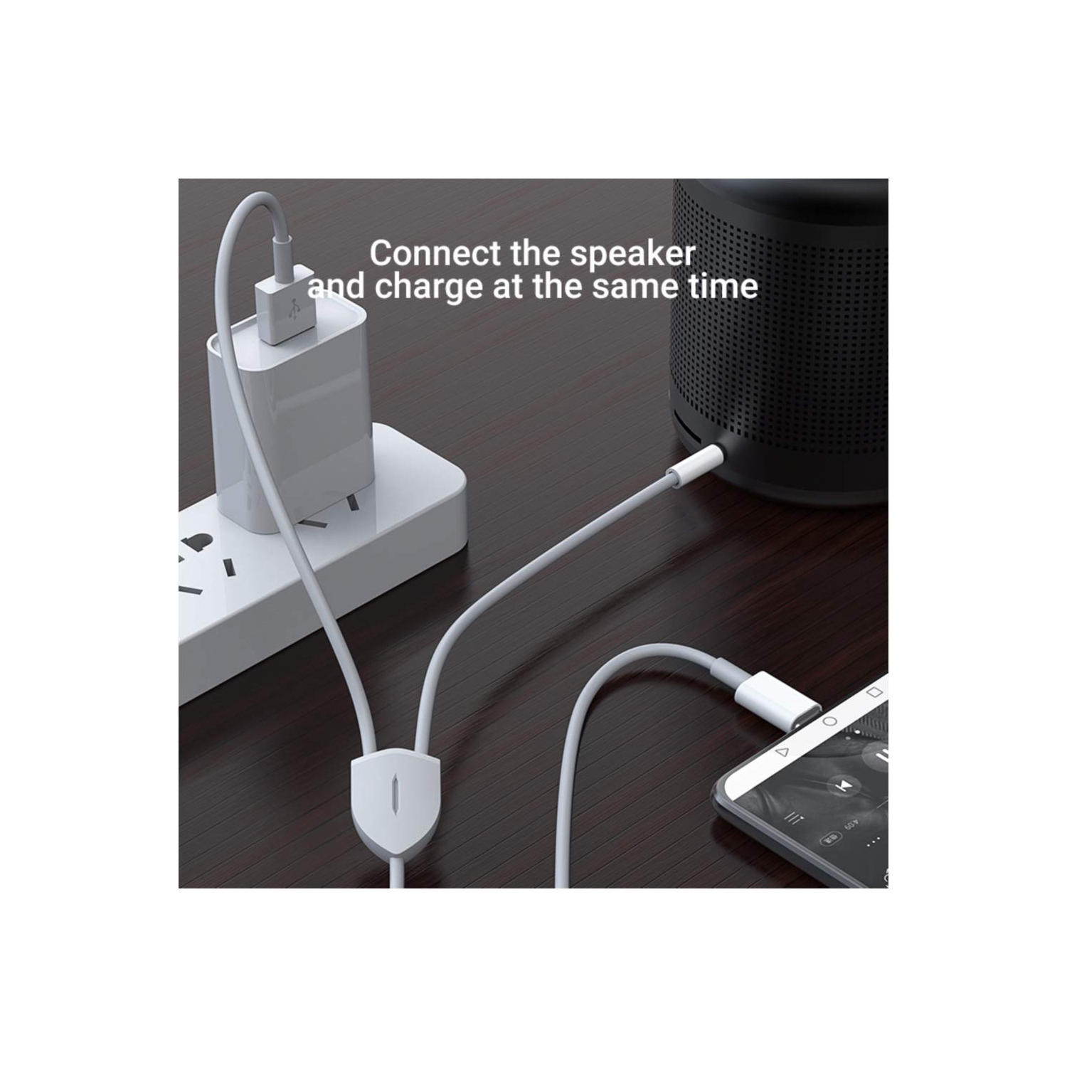 Type C to 3.5 two-in-one charging + audio cable car audio AUX adapter cable, compatible with Type C mobile phones/tablets, can be used with car