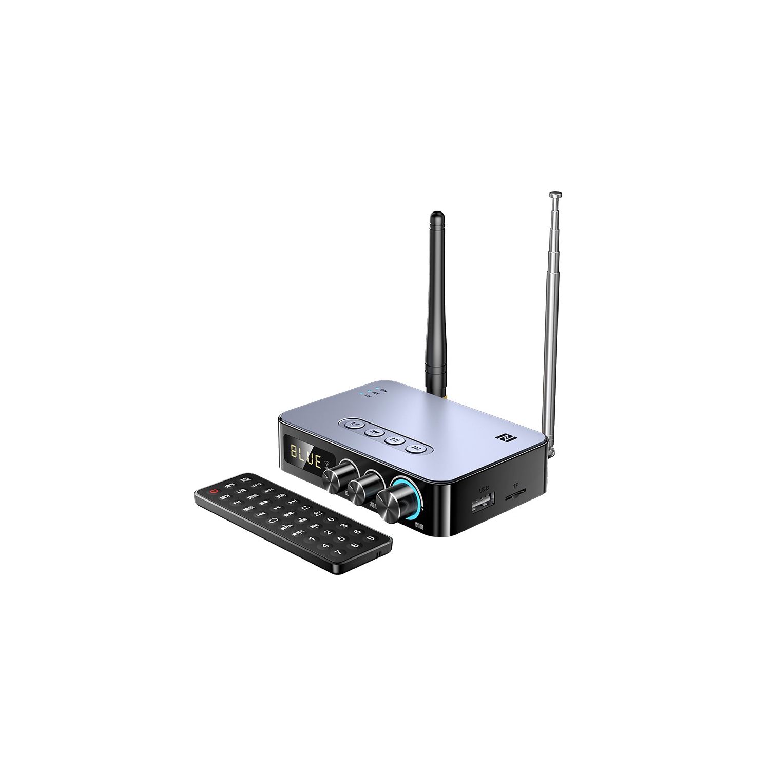 5,3 Émetteur récepteur Bluetooth radio FM K chantant Adaptateur audio CCP 4 en 1, adaptateur audio stéréo sans fil NFC radio FM