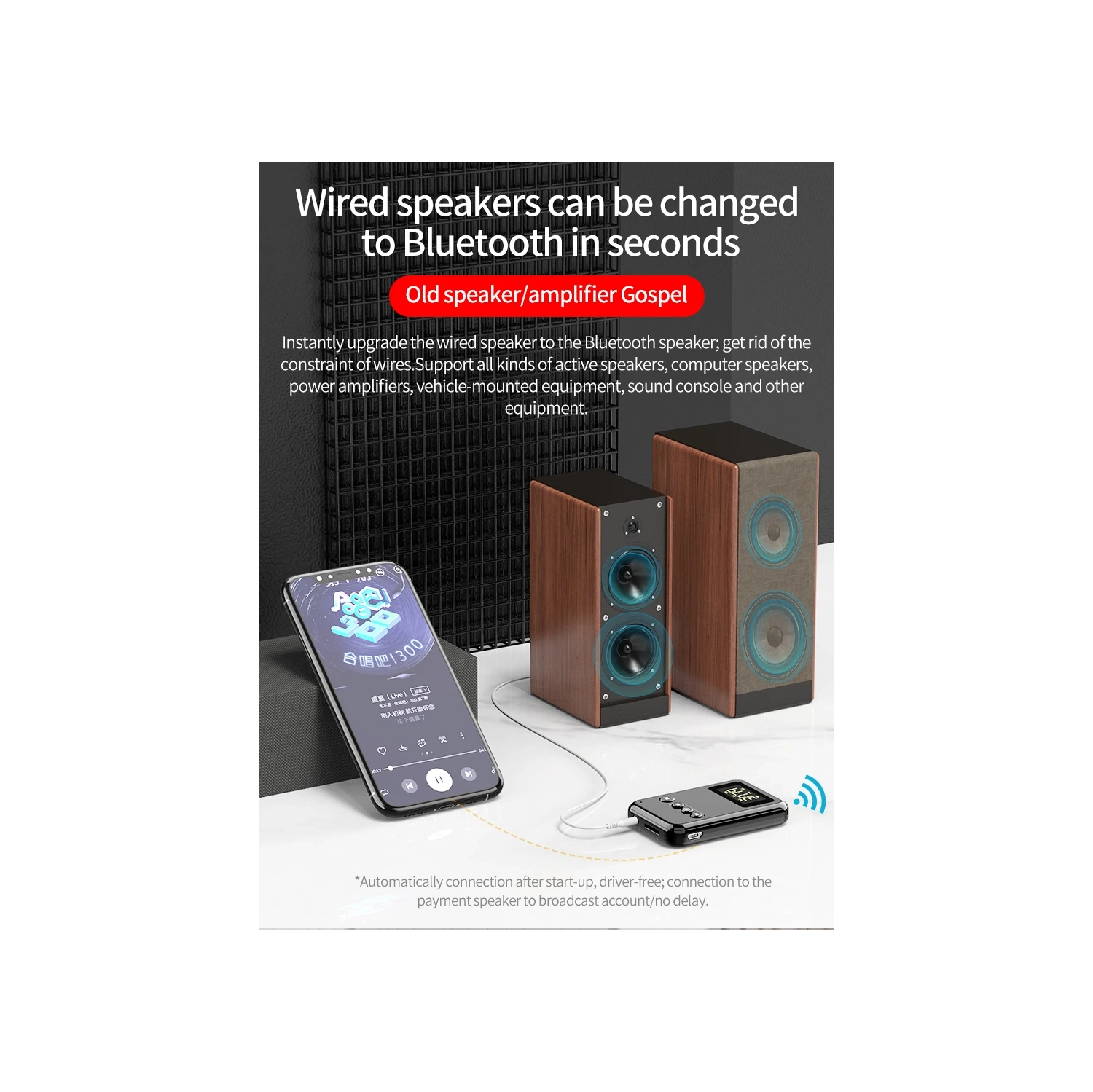 Émetteur récepteur Bluetooth 5,0 Adaptateur 2 en 1 Ordinateur Haut-parleur audio voiture FM Bluetooth émetteur audio maison récepteur sans carte